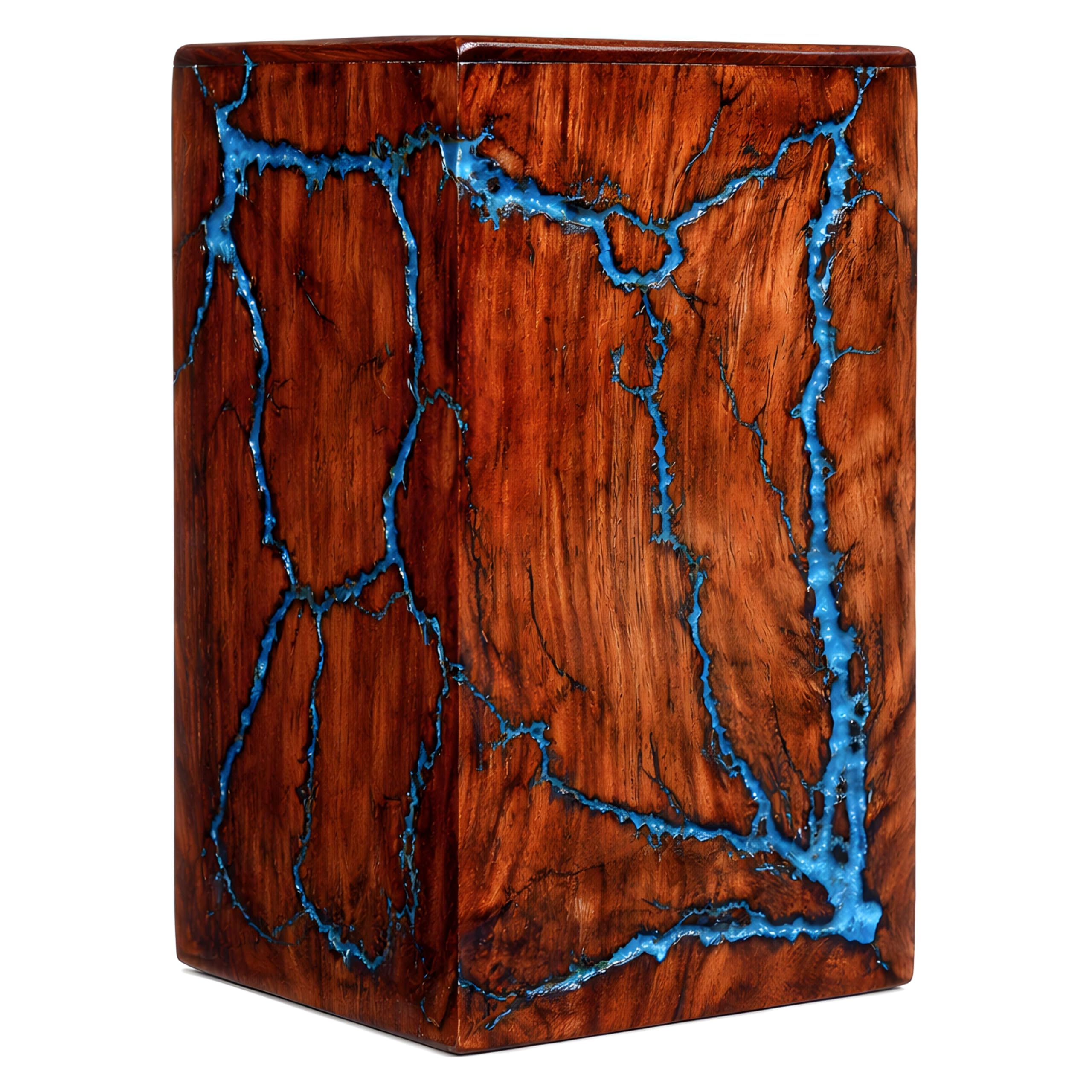 Brainmart Wooden Cremation Urn for Human Ashes 250 Cubic Inches Decorative Box Funeral Urns for Adult Male Female Men Women Epoxy Resin Burning Burial Memorial Urn (Large)