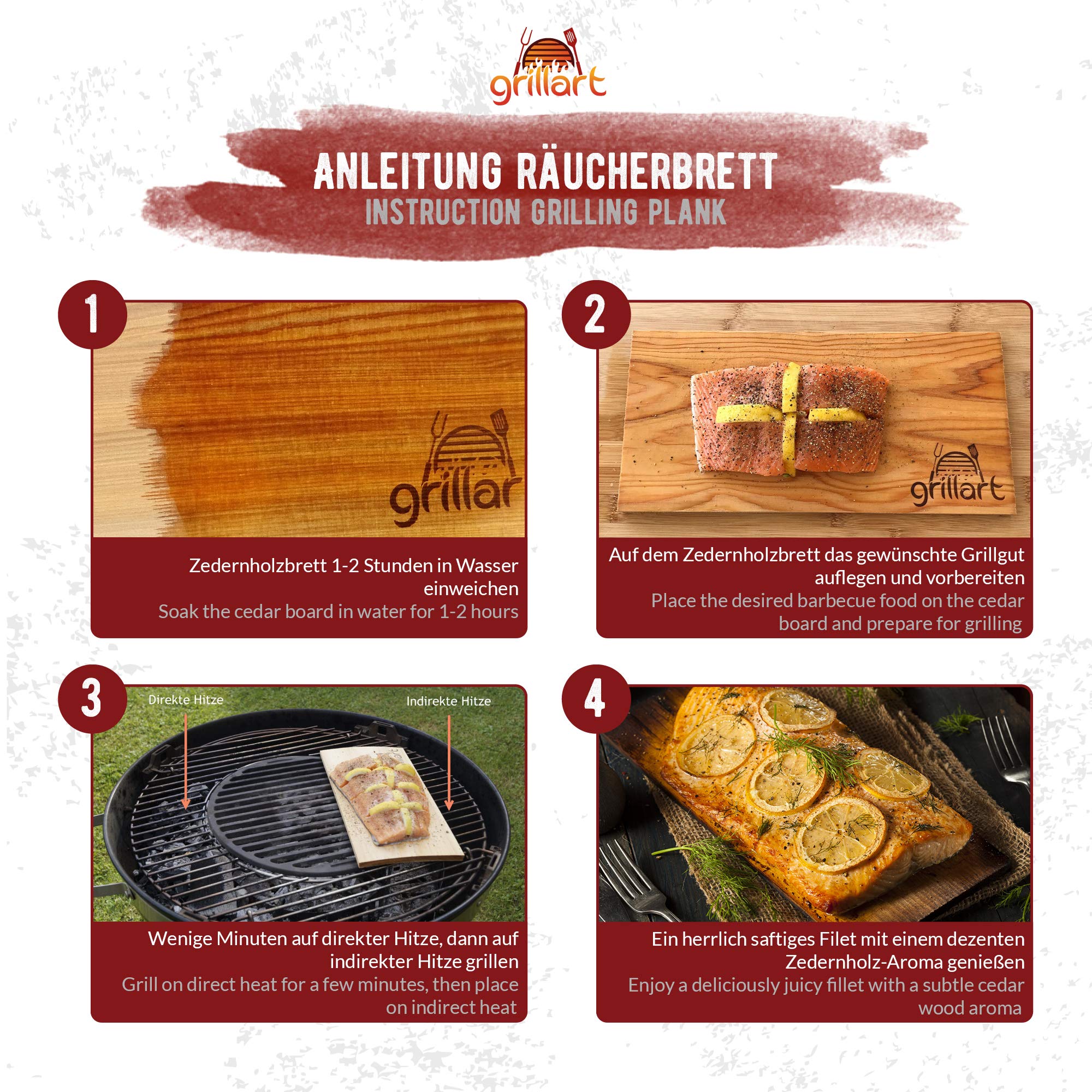 Grillart Lot de 2 planches à fumer en bois de cèdre, taille XXL (édition limitée)