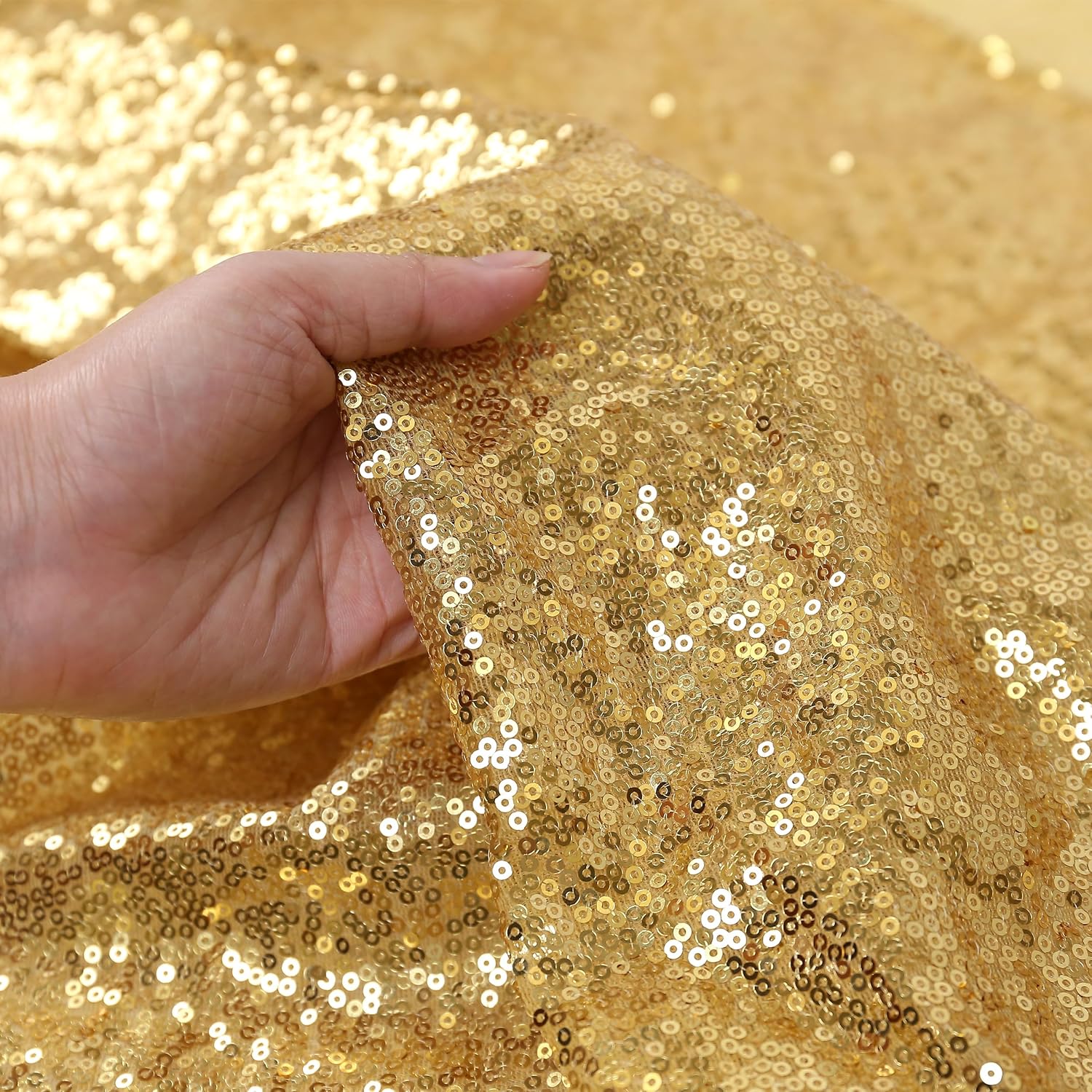 TRLYC Gold Sequin Backdrop Wedding Photography Backdrop 2ftx8ft (2Pack)