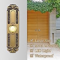 Vista 6 de Dreyoo Botón de metal iluminado para timbre, interruptor universal de apertura de puerta de garaje con luz LED compatible con la mayoría de timbres