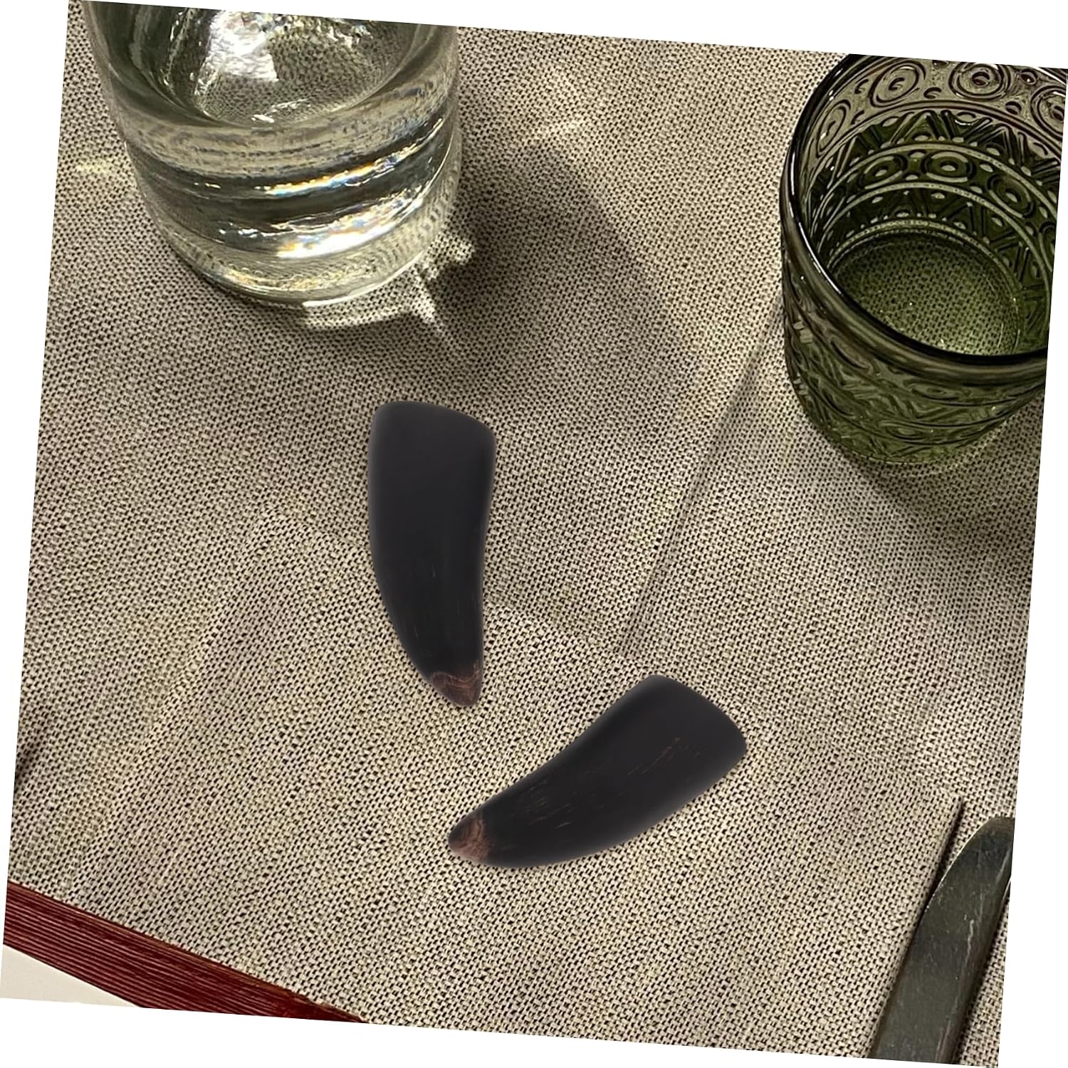 Chinese Divination Cups Xmas 1 Pair Ox Horn Black Holy Tool