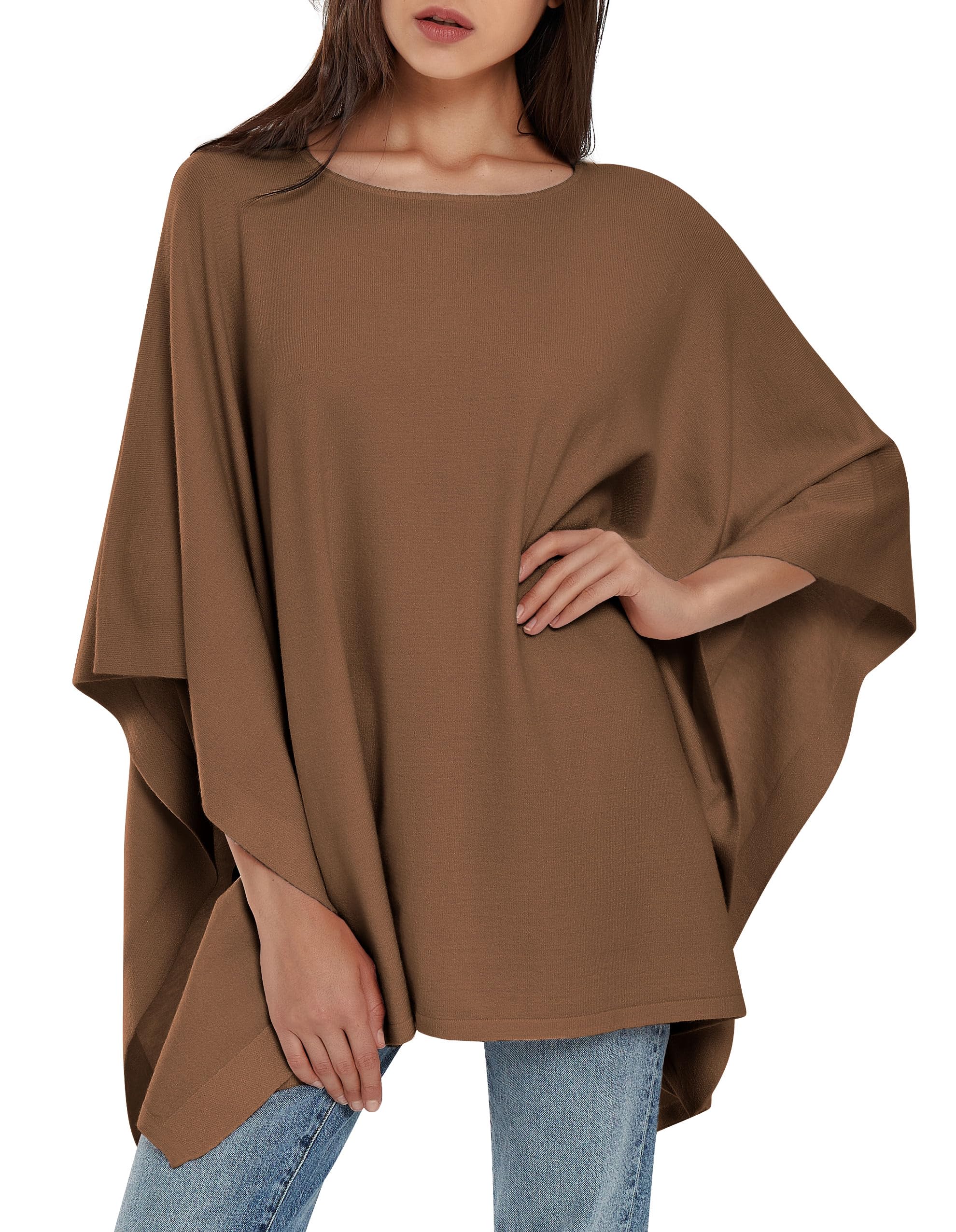 PULI Women's Pullover Poncho Sweater Knit Layering Top Travel