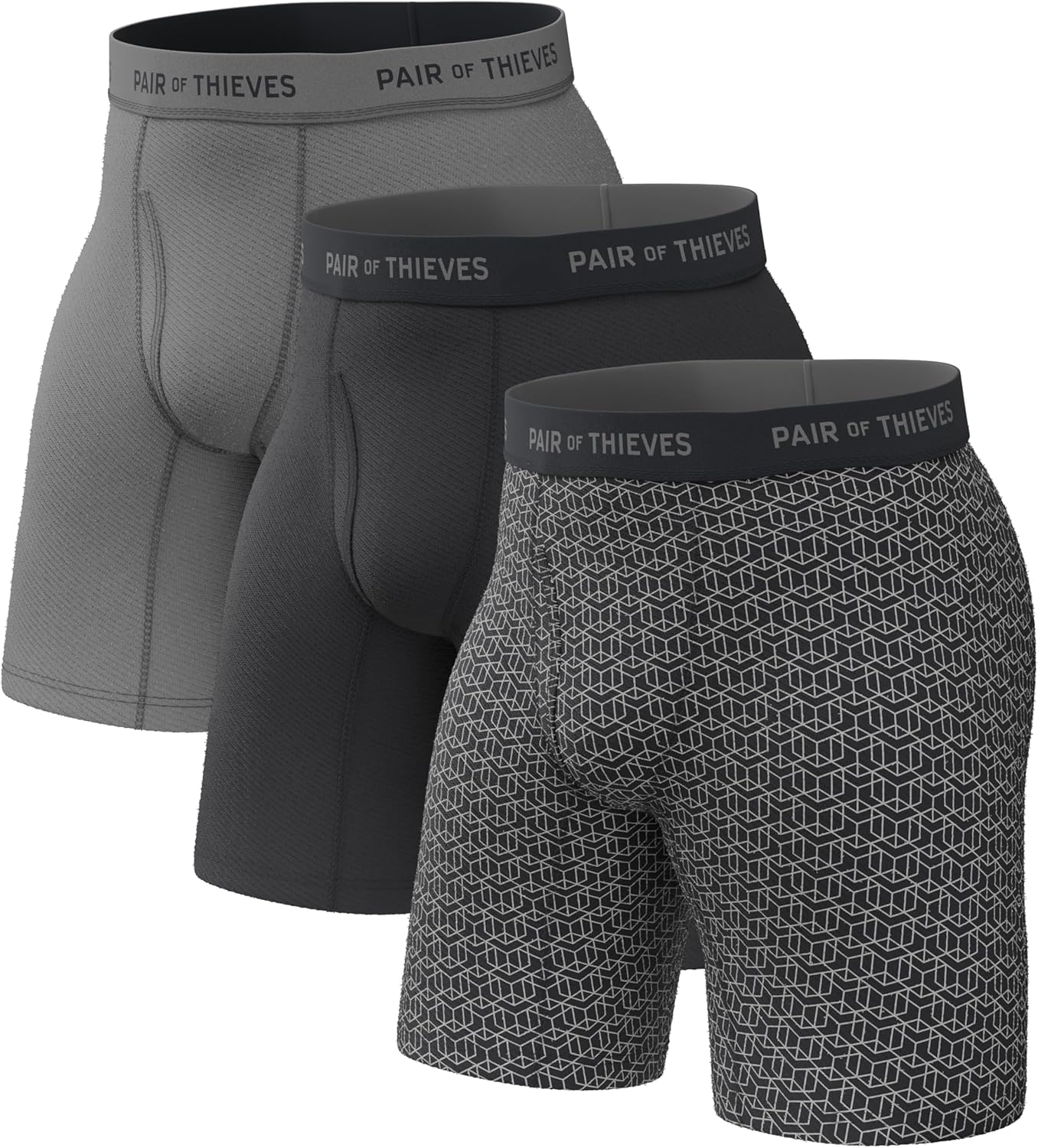 Pair of Thieves Men’s Long Boxer Briefs – Soft, Breathable, Quick Dry Underwear with 4-Way Stretch – Multi-Pack