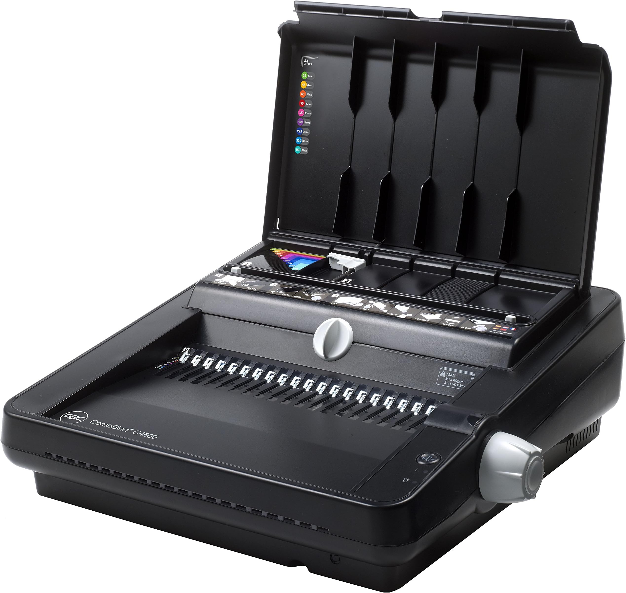 GBC CombBind C450E Comb Binding Machine with Electric Punch (25 Sheet Punch Capacity, 450 Bind Capacity)