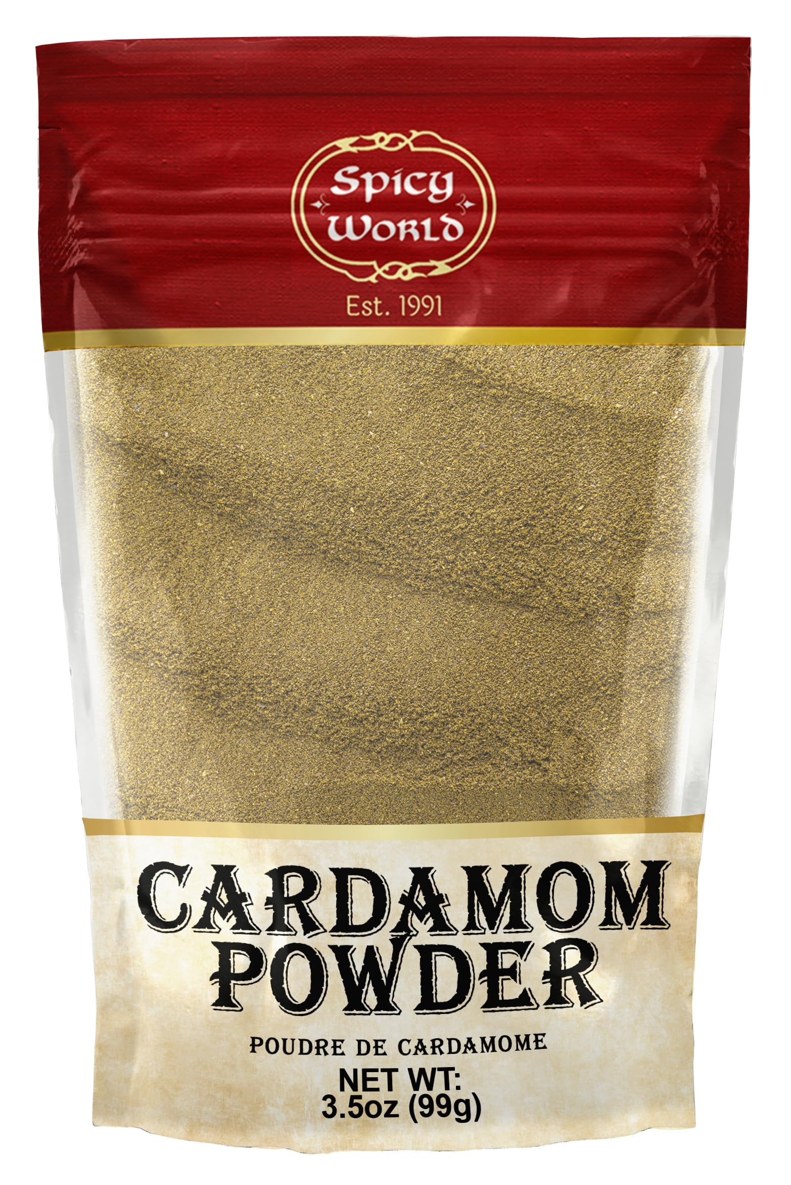 Spicy World Ground Cardamom Powder (Cardamon) 3.5 Ounce Bag