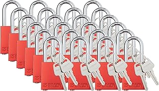 Brady Safety Lockout Padlock Sets - 24 Pack - Red - Keyed Alike Safety Lockout Padlocks - 2 Keys Per Lock - SDAL-RED-38ST-KA24