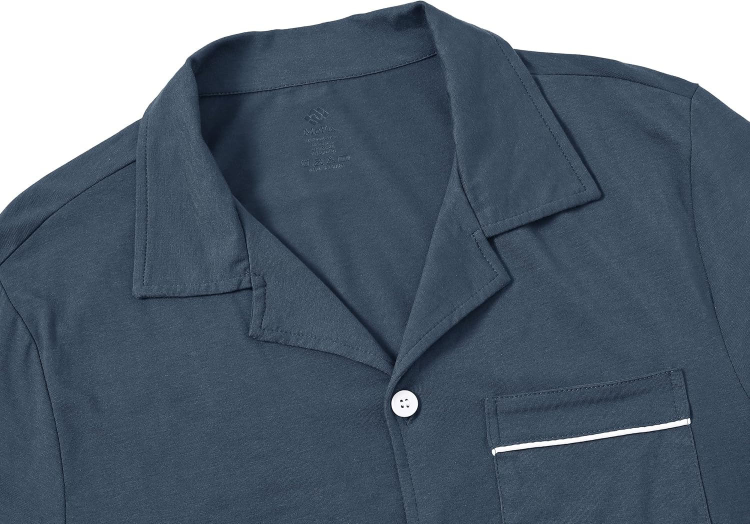 MoFiz Mens Cotton Pajamas Set Sleepwear Shorts Soft Summer Button Down Pjs Set 2 Piece Loungewear with Pockets S-3Xl - Image 5