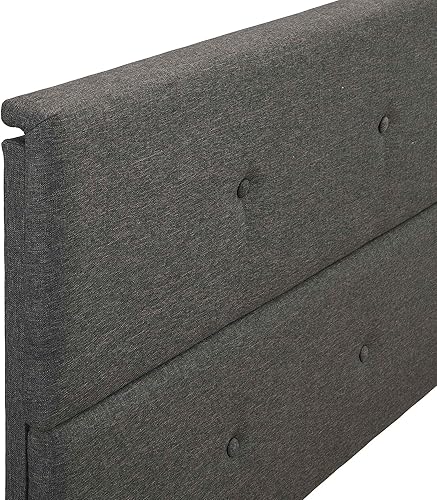 Miniatura 7 de Cama tapizada de plataforma tamaño Queen con almacenamiento en la parte inferior, marco de cama de madera con cabecera copetuda, perfecta para