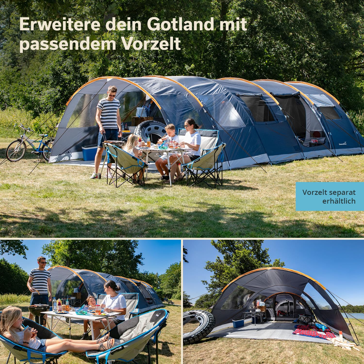 Skandika Gotland 6 Protect - tende da campeggio familiare - zanzariera - 540 x 450 cm - Pavimento cucito - Colonna d`acqua 5000mm