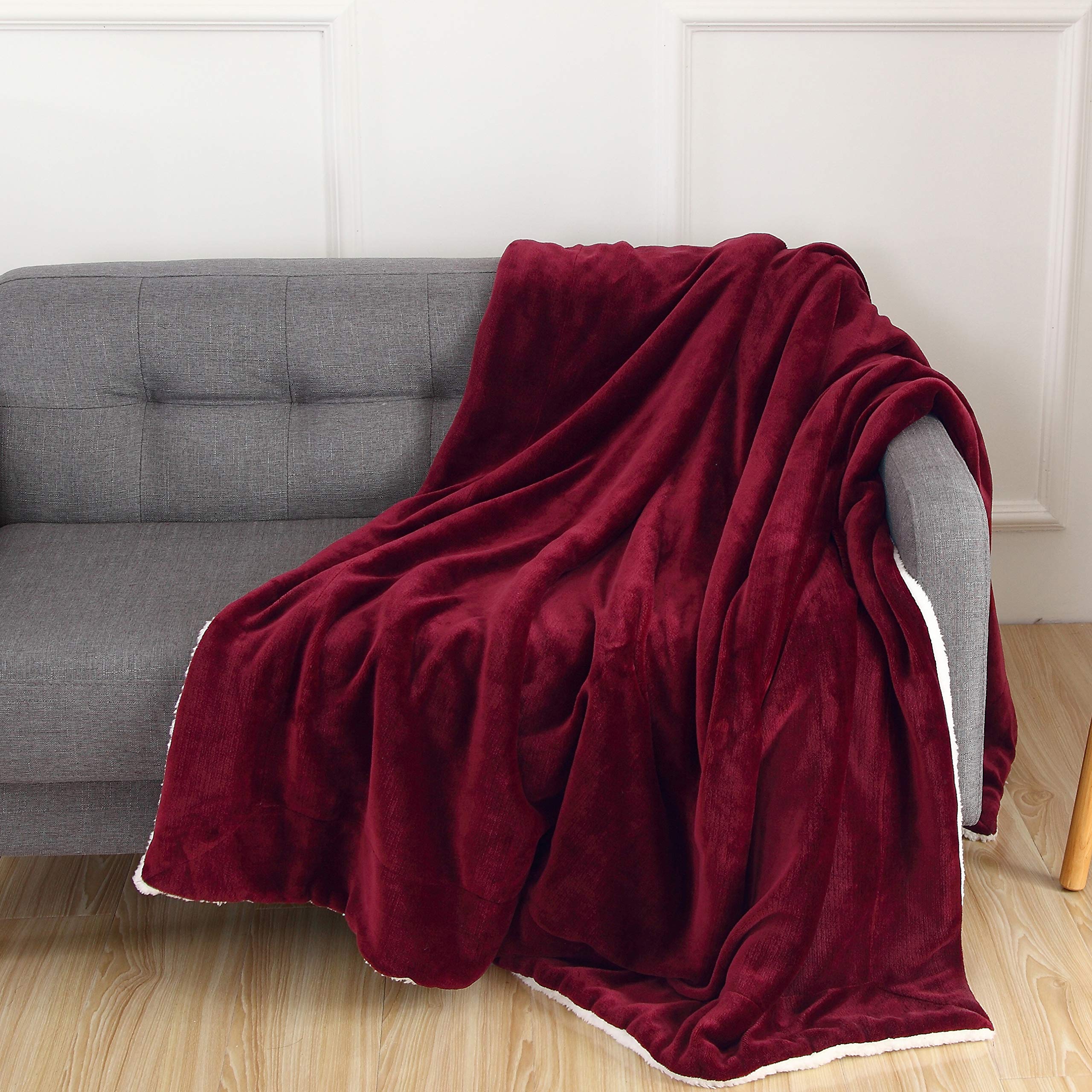 PAVILIA Coperta in pile Sherpa di alta qualità, per letto singolo, super morbida, accogliente, felpata, leggera, in microfibra, reversibile, per divano, letto, tutte le stagioni (colore blu navy, 152
