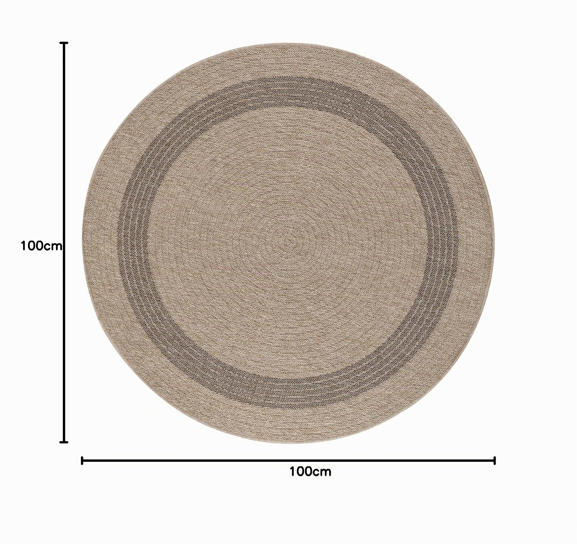 Surya Sintra Vintage Teppich rund - Teppiche Wohnzimmer, Esszimmer, Flur, Carpet Living Room - Orientalischer Teppich Boho Style - Bunter Muster,Tan,Black 100cm Rund