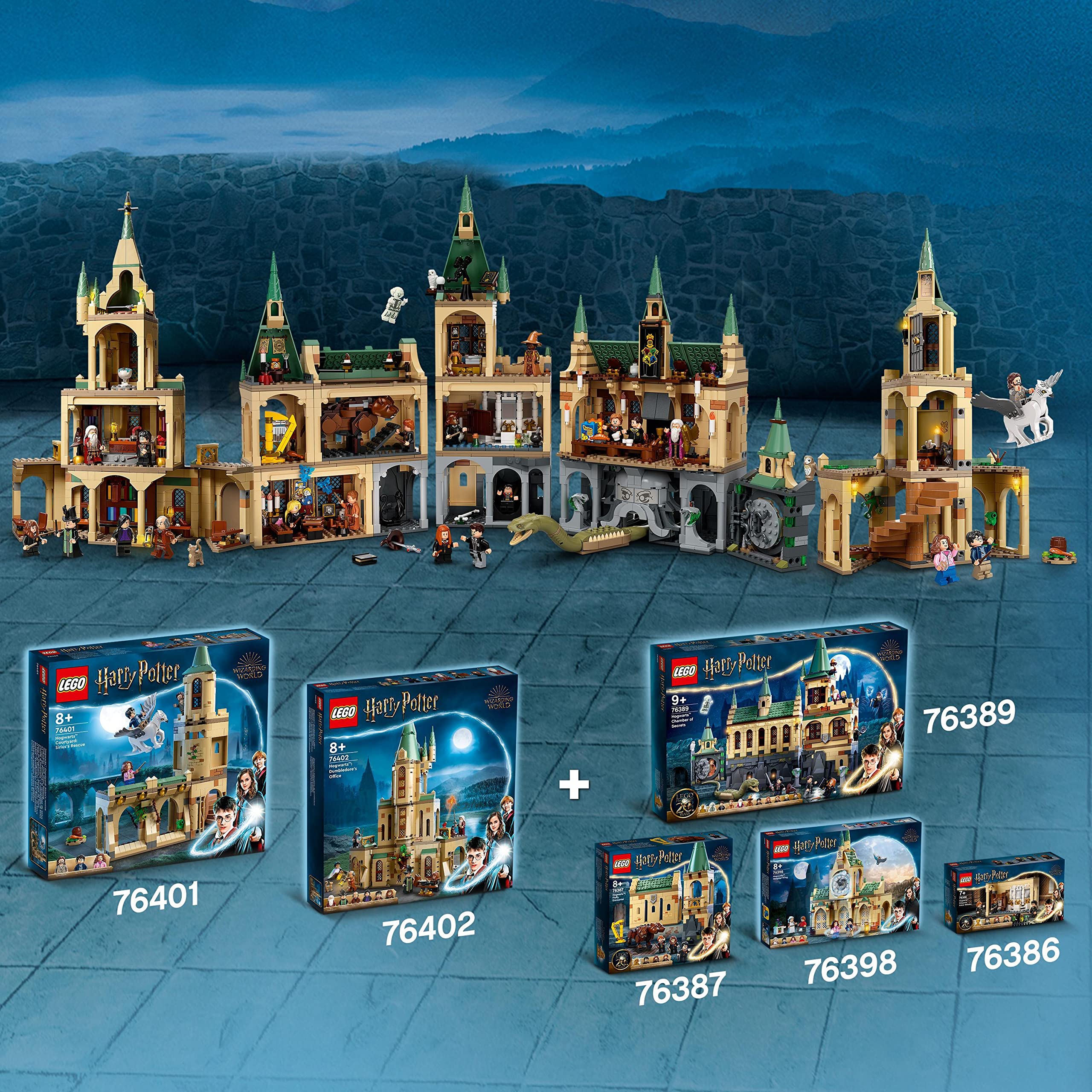 LEGO 76401 Harry Potter La Cour de Poudlard: Sauvetage Épique de Sirius, Jeu de Construction avec Figurine d'Hippogriffe, Jouet de Château Fort, Balai, Enfants