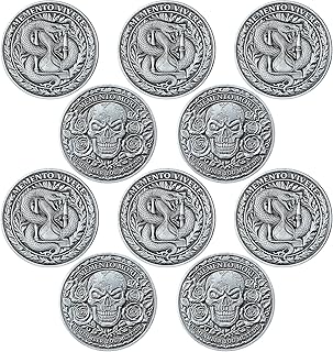Misdary 10 Pcs Memento Mori Coin Memento Vivere Reminder Token Metal Skull Challenge Coin Medallion Stoicism Gift Challenge Stoic Reminder Pendant for Practice Stoic (Rose Style,Silver)