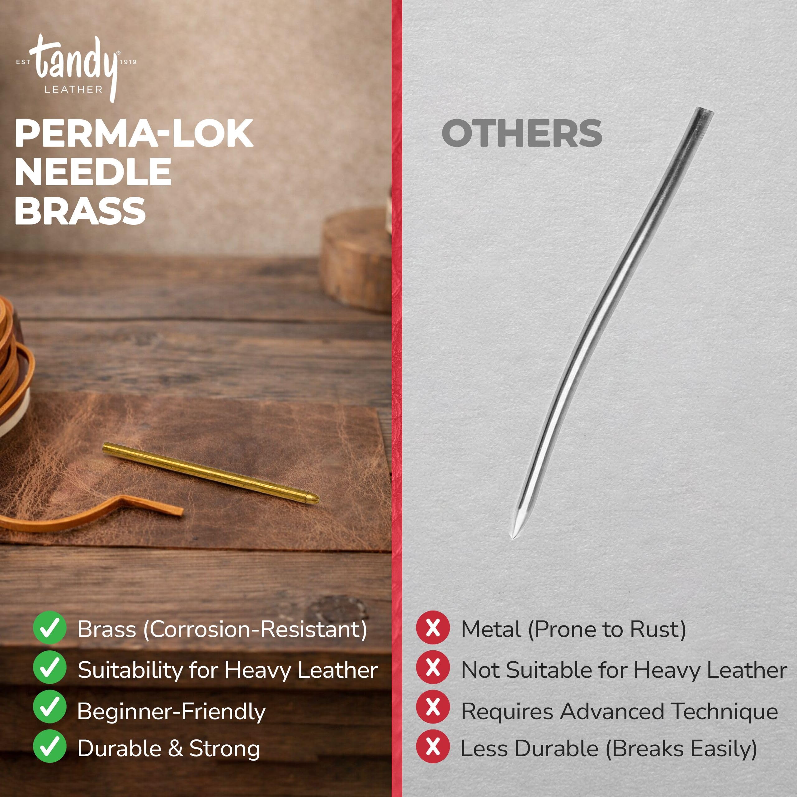 Amazon.com: Tandy Leather Perma-Lok Needle - Brass Threaded Shaft