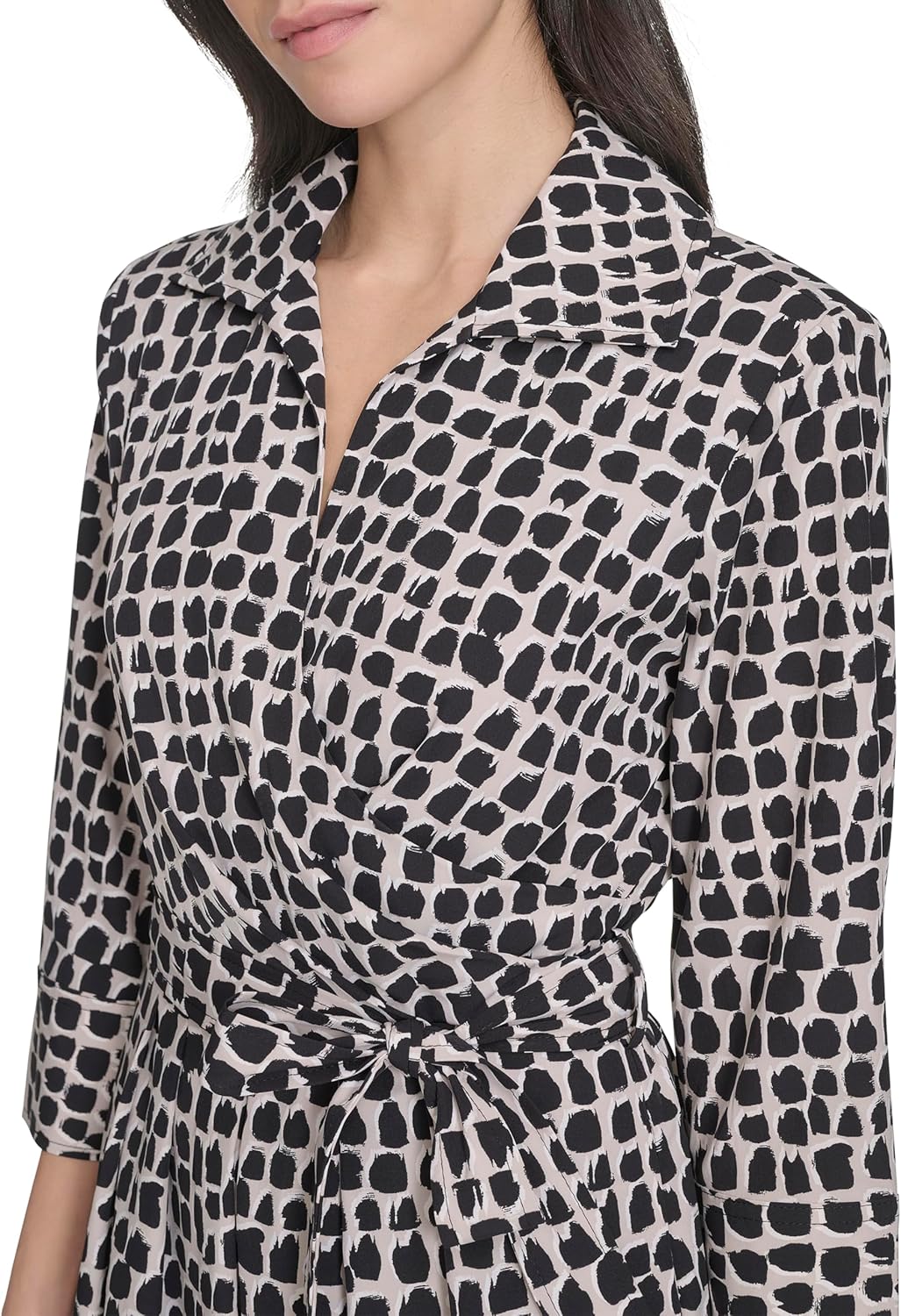 Calvin Klein Women's 3/4 Sleeve Collared Tie Waist Mini Shirtdress - Image 5