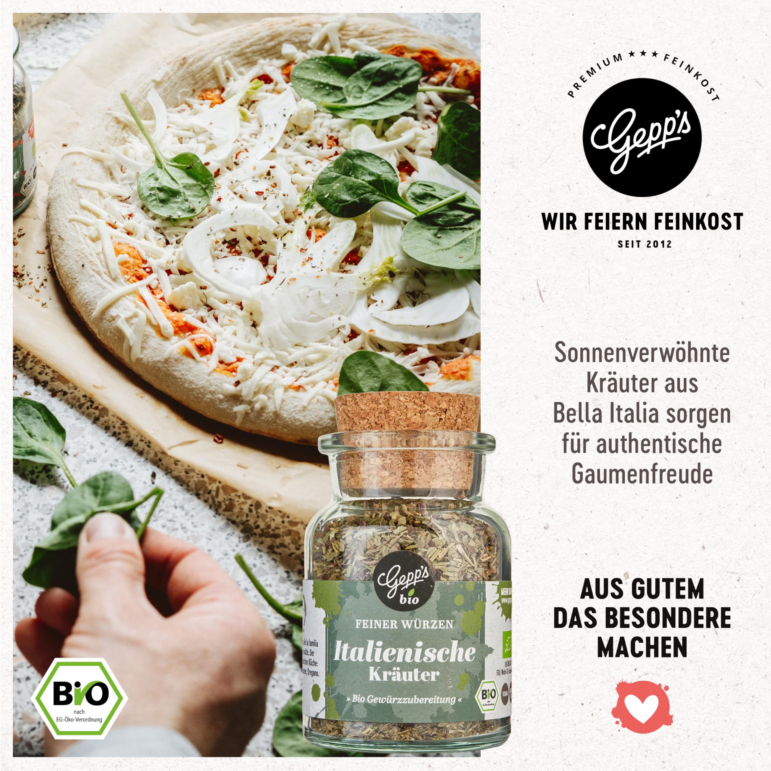 Gepp's Feinkost Candle Light Dinner Wundertüte Geschenkset mit Pasta, Pesto Genovese, Kräutern, Grissini