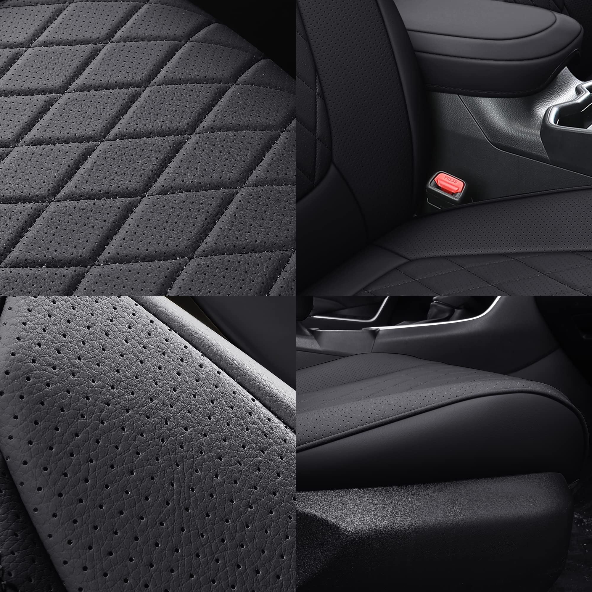 LUCKYMAN CLUB Set Completo 5 Coprisedili Auto In Pelle Impermeabile, Universali Per Berlina E SUV (Nero) - Compatibili Con Elantra, Sonata, Sportage, RAV4, CRV E Molti Altri