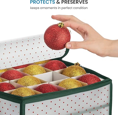 Miniatura 8 de ZOBER Caja de almacenamiento de plástico para adornos de Navidad, almacena 64 adornos de 3 pulgadas con bandejas individuales, caja de