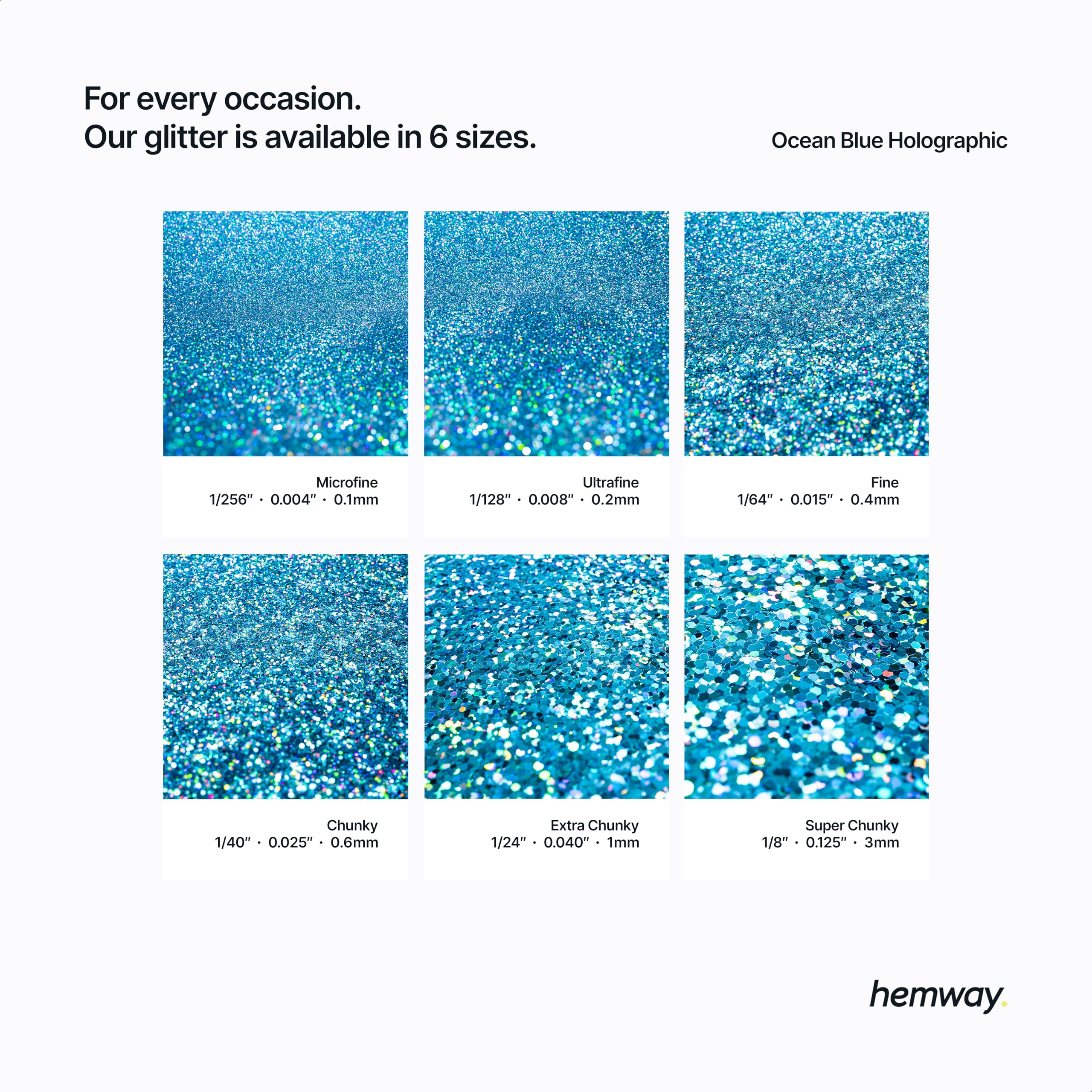 Hemway Resin Glitter Ocean Blue Holographic 100g Super Chunky - Image 3