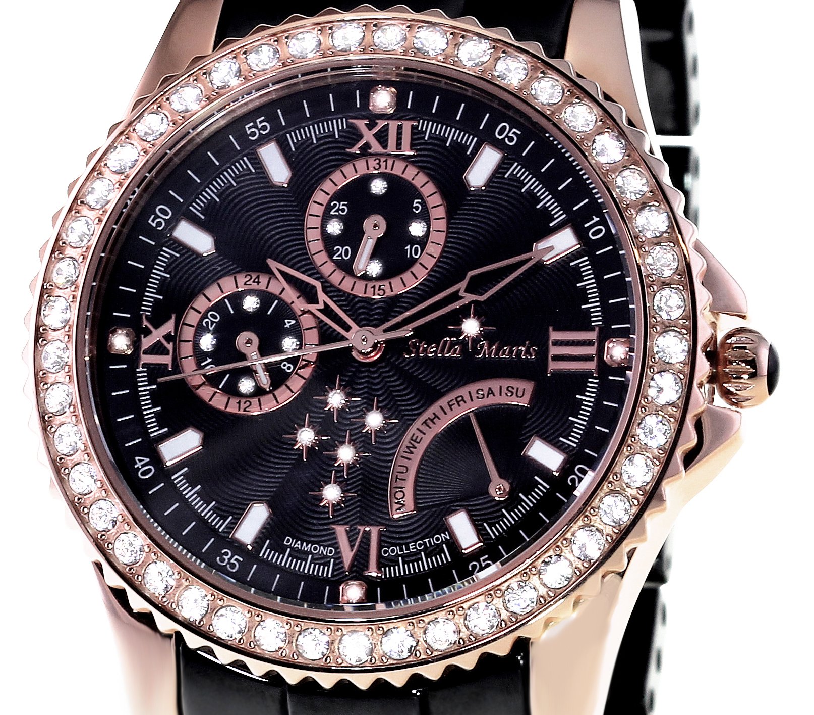 Stella Maris Damen-Armbanduhr Analog Quarz Premium Keramik Diamanten - STM15N4