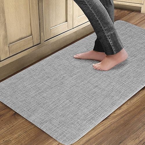 Miniatura 2 de Qsy Tapetes de piso para cocina, anti-fatiga, cómodos, con bordes biselados de espuma de policloruro de vinilo (PVC), antideslizantes, impermeables,