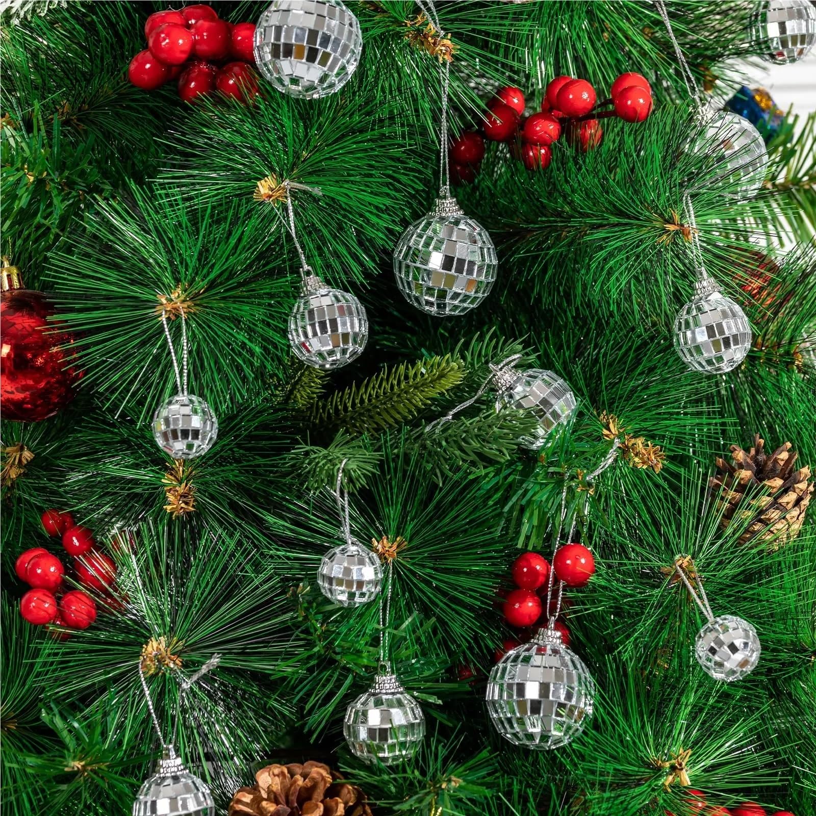 Dekoracja imprezowa lustrzanej kuli dyskotekowej, Disco Kula Lustrzana Srebrna 3-6cm 6 szt(6pcs Balls 6cm)