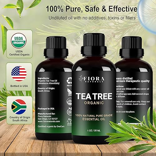 Miniatura 2 de Paquete de aceite de árbol de té y cepillo desenredante de Fiora Naturals - Paquete de cuidado del cabello puro y bio-amigable