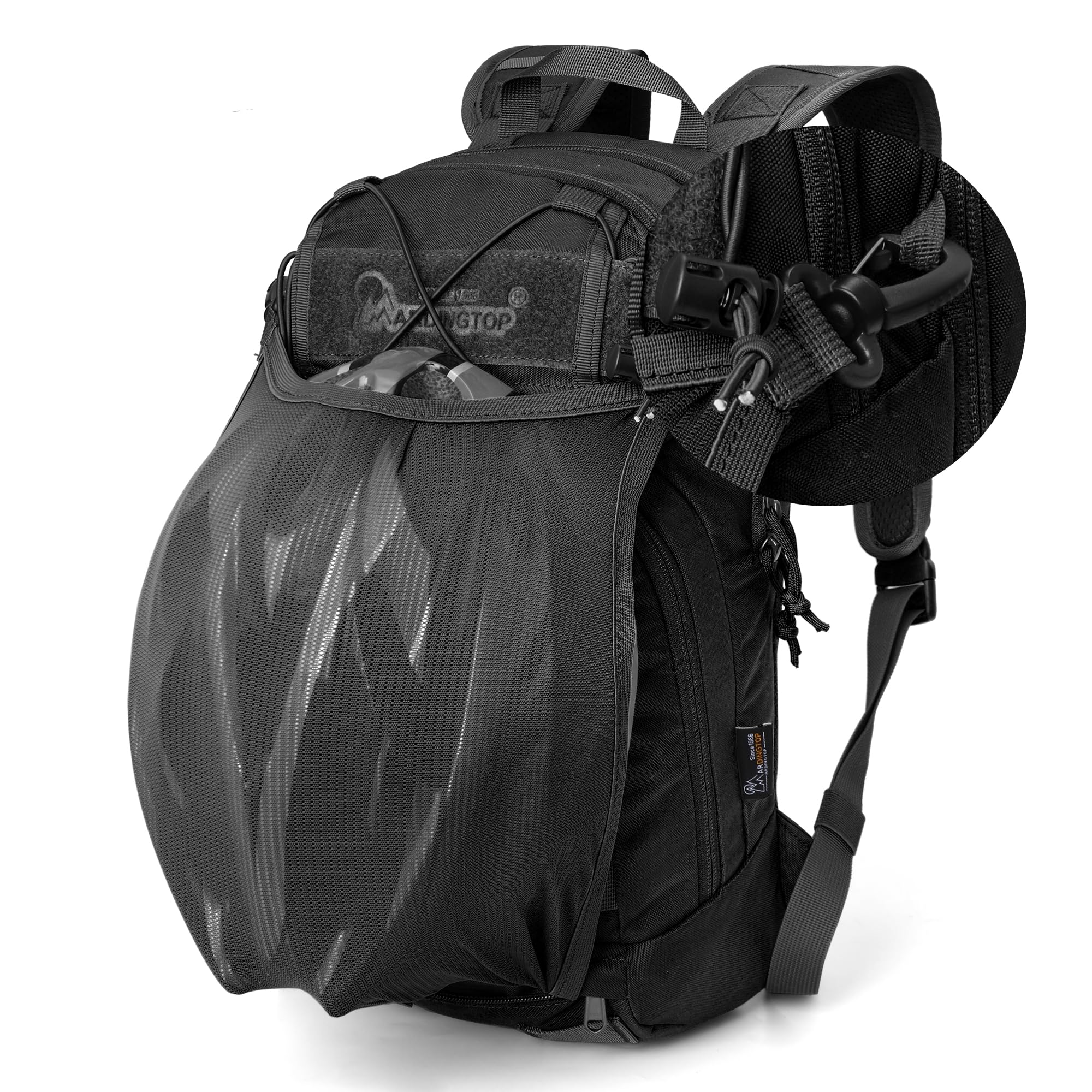 Mardingtop Sac à dos de vélo de 15 l pour homme et femme - Panneau arrière en maille respirante avec système MOLLE pratique et support de casque pour les randonnées à vélo, la randonnée, la course à