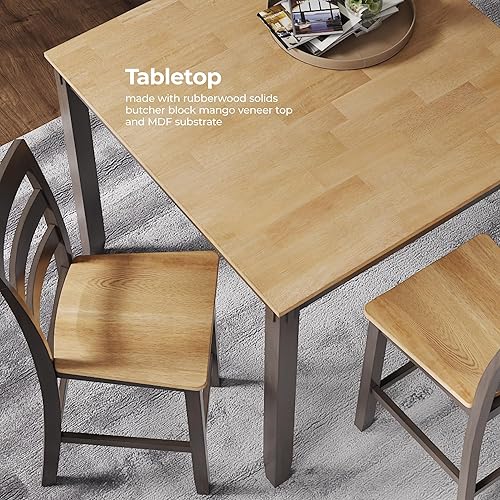 Miniatura 6 de Signature Design by Ashley Gesthaven - Mesa de comedor informal con altura de mostrador y 4 taburetes de bar, juego de 5, color marrón claro y