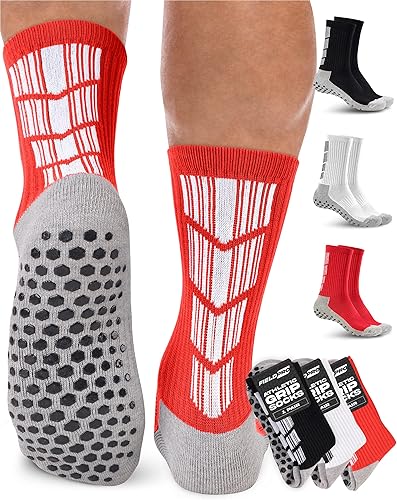 FieldPro 3 y 5 pares de calcetines de agarre de fútbol para adultos y jóvenes, 5 colores, calcetines de agarre para hombre Calcetines de fútbol