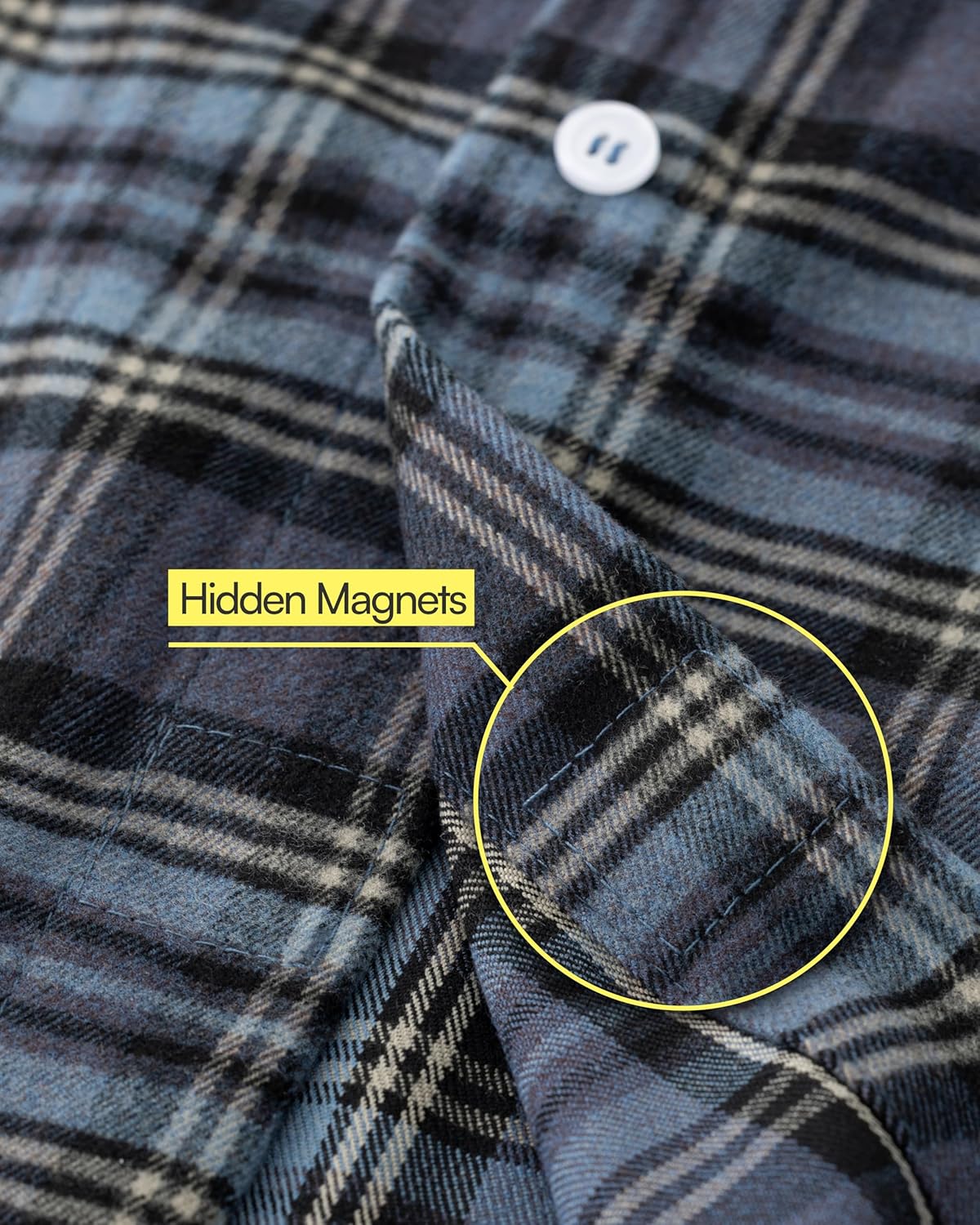Joe & Bella Magnetic Button Flannel Shirt, Adaptive Clothing for Men - Hidden Magnetic Closure - Stretch Cuffs Relaxed Fit
