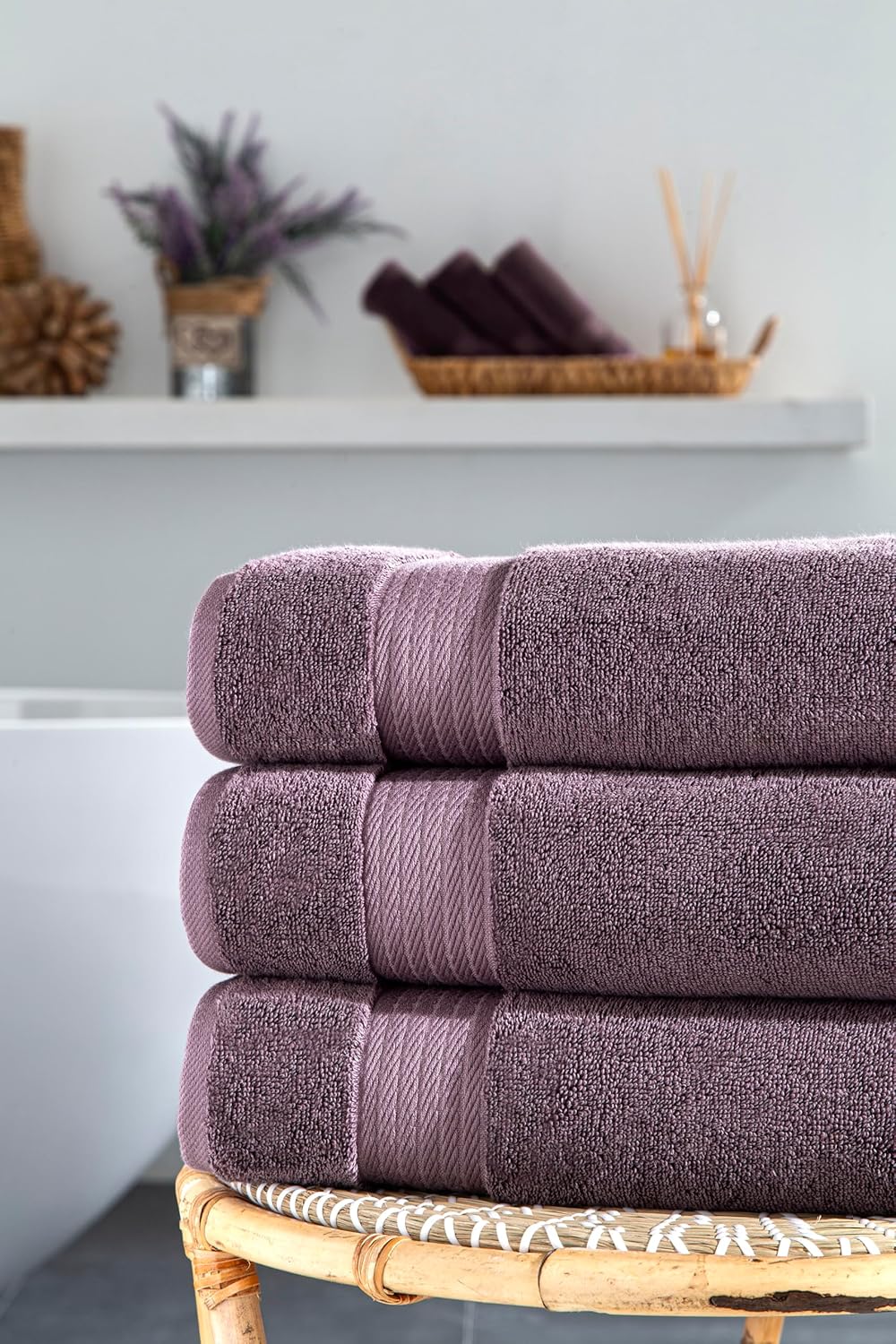 Ozdilek 4-Piece Bath Towels, 30x60 550 GSM 100% Turkish Cotton, Luxury Quick Dry, Extra Large, Fade-Resistant, Eco-Friendly, Spa Towel, Comfortable (Orchid Purple) - Image 4