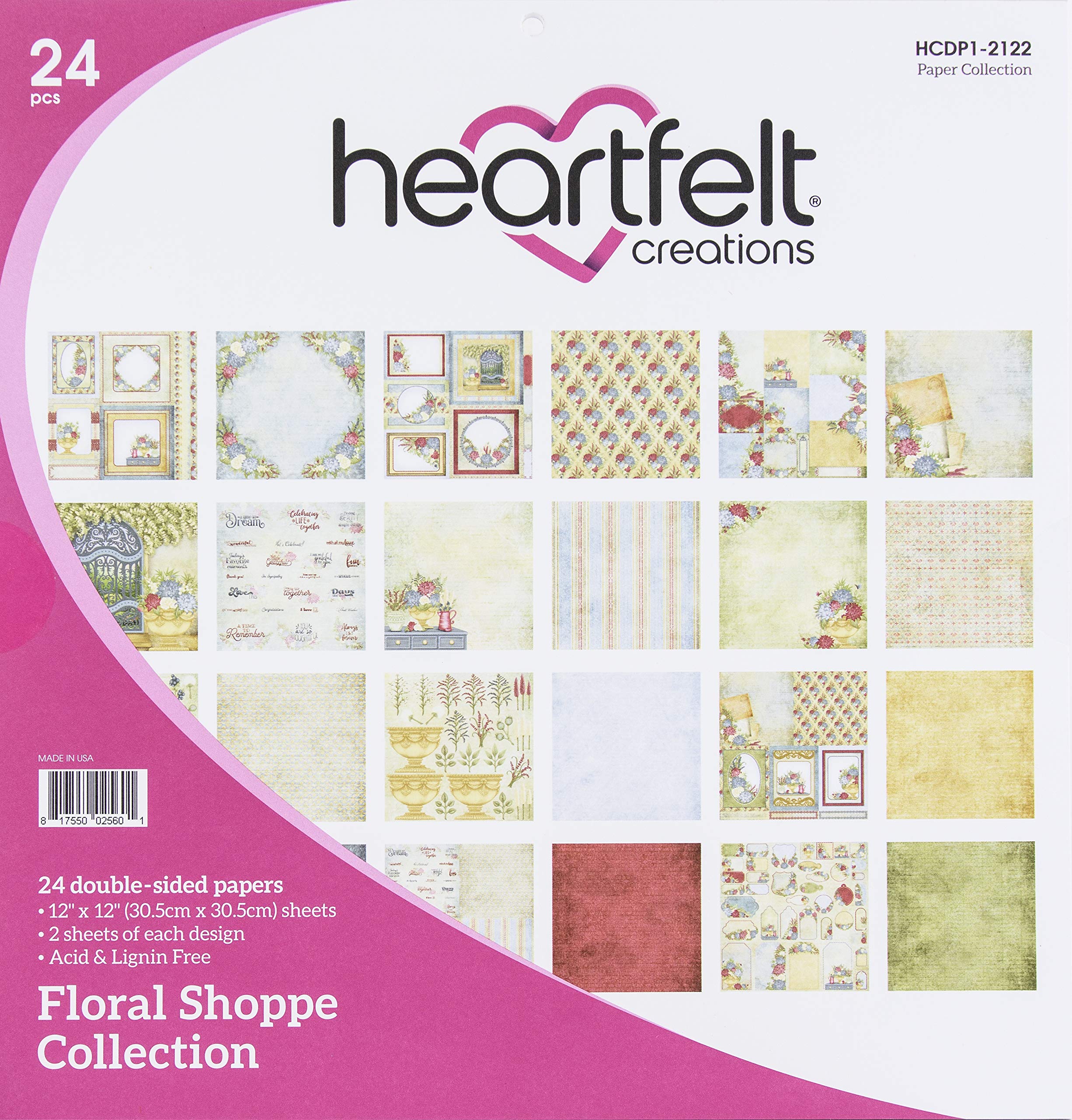 Papier Heartfelt Paper COLL FLORL Shoppe Florale 30x30 cm pour scrapbooking