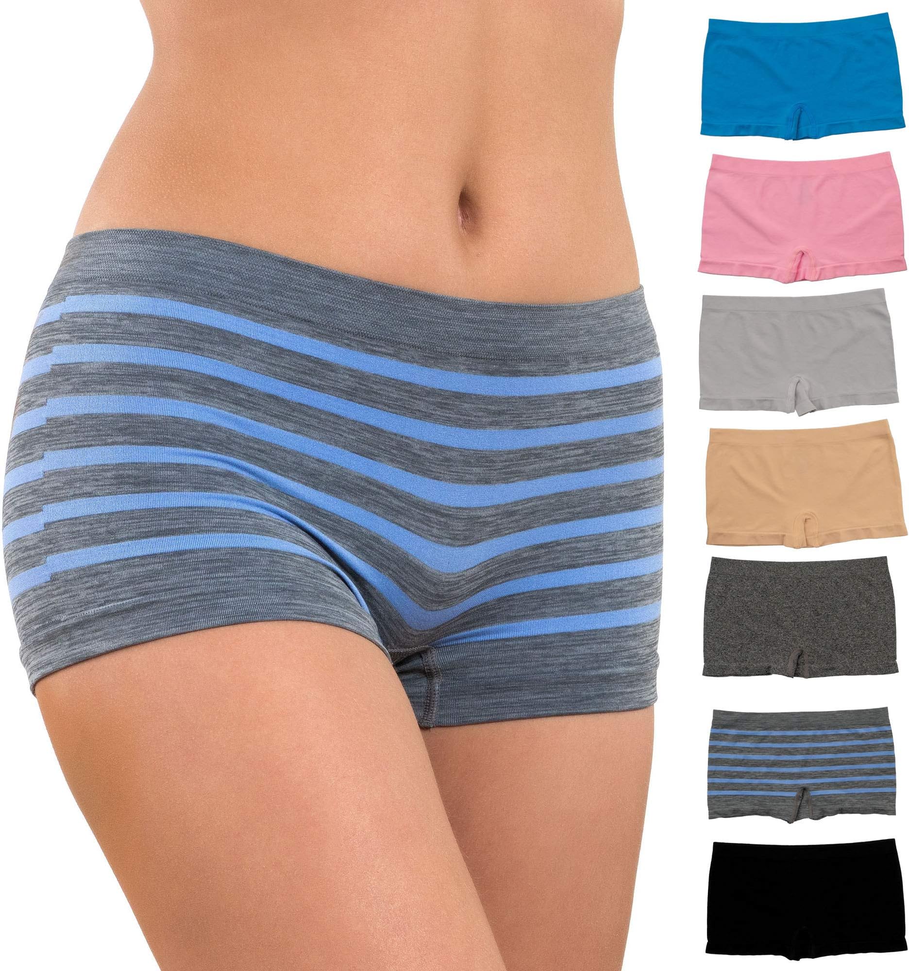 Boyshort Panties for Women, Pack of 7, Seamless and No Show Under Clothing, Standard & Plus Sizes