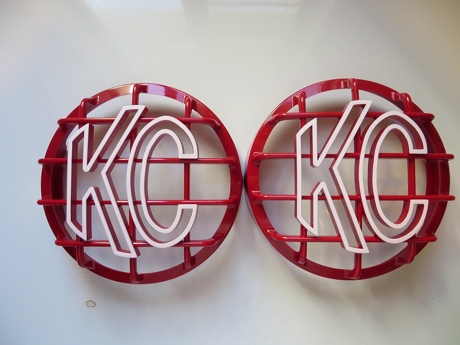 KC HiLiTES 6" Grill Guards, KC Light Covers, Red and White