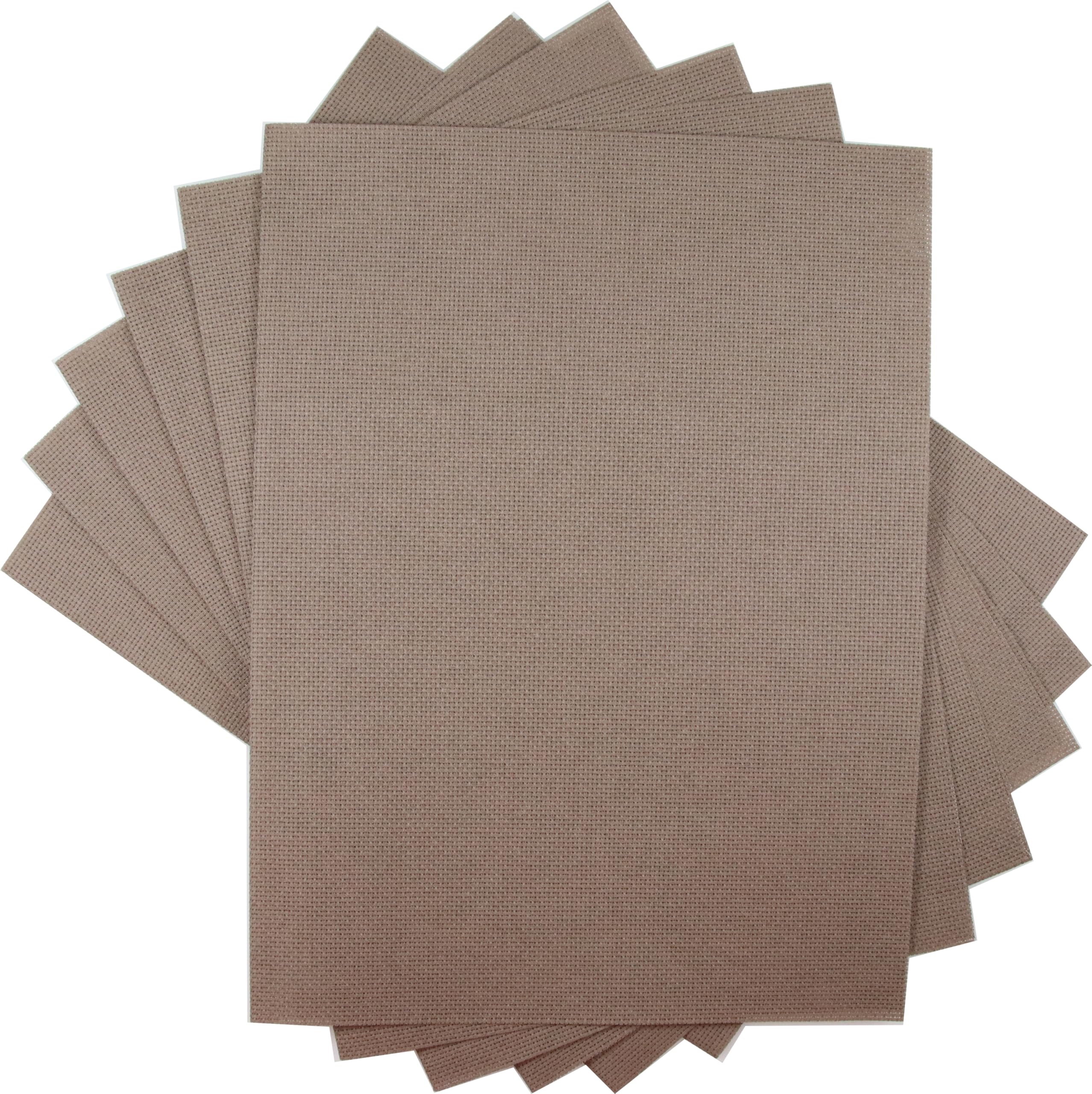 KCS 4/6 pc of 12" x 18" 30cmx45cm 16CT Counted Cotton Aida Cloth Cross Stitch Fabric (Coffee, 6 pc)