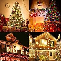 Vista 7 de Decute - Luces de Navidad cambiantes de 4 colores en 1 cadena de luces, 11 modos, 108 pies, 300 LED, extensibles, impermeables