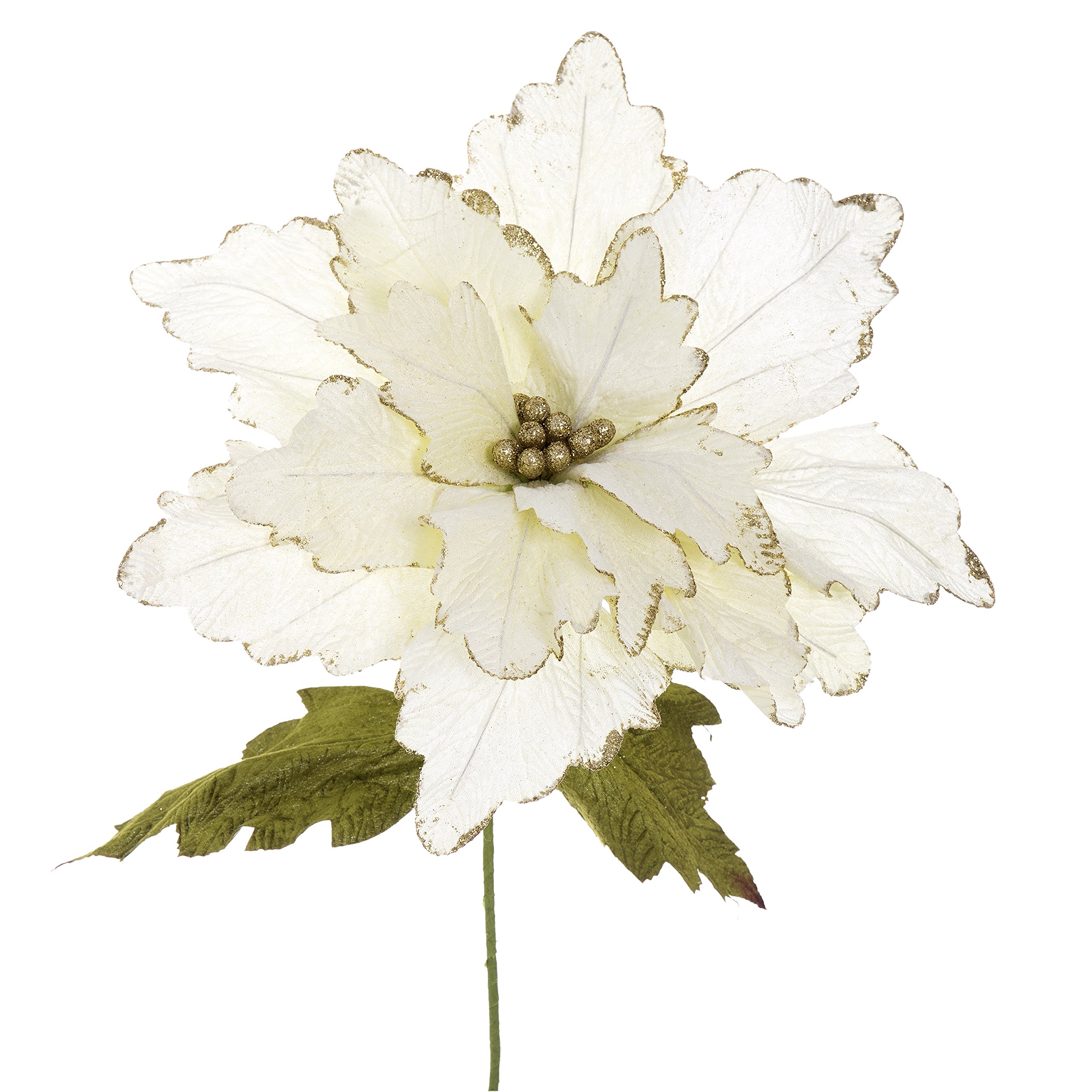 Künstliche Weihnachtsblume, Poinsettia, Stoff, cremefarben, 76 x 65 cm