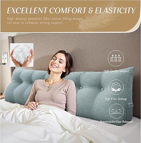 Miniatura 2 de Almohada de cuña para cabecero, almohada triangular para cabecero, almohada de cuña para sentarse en la cama, soporte de posicionamiento del