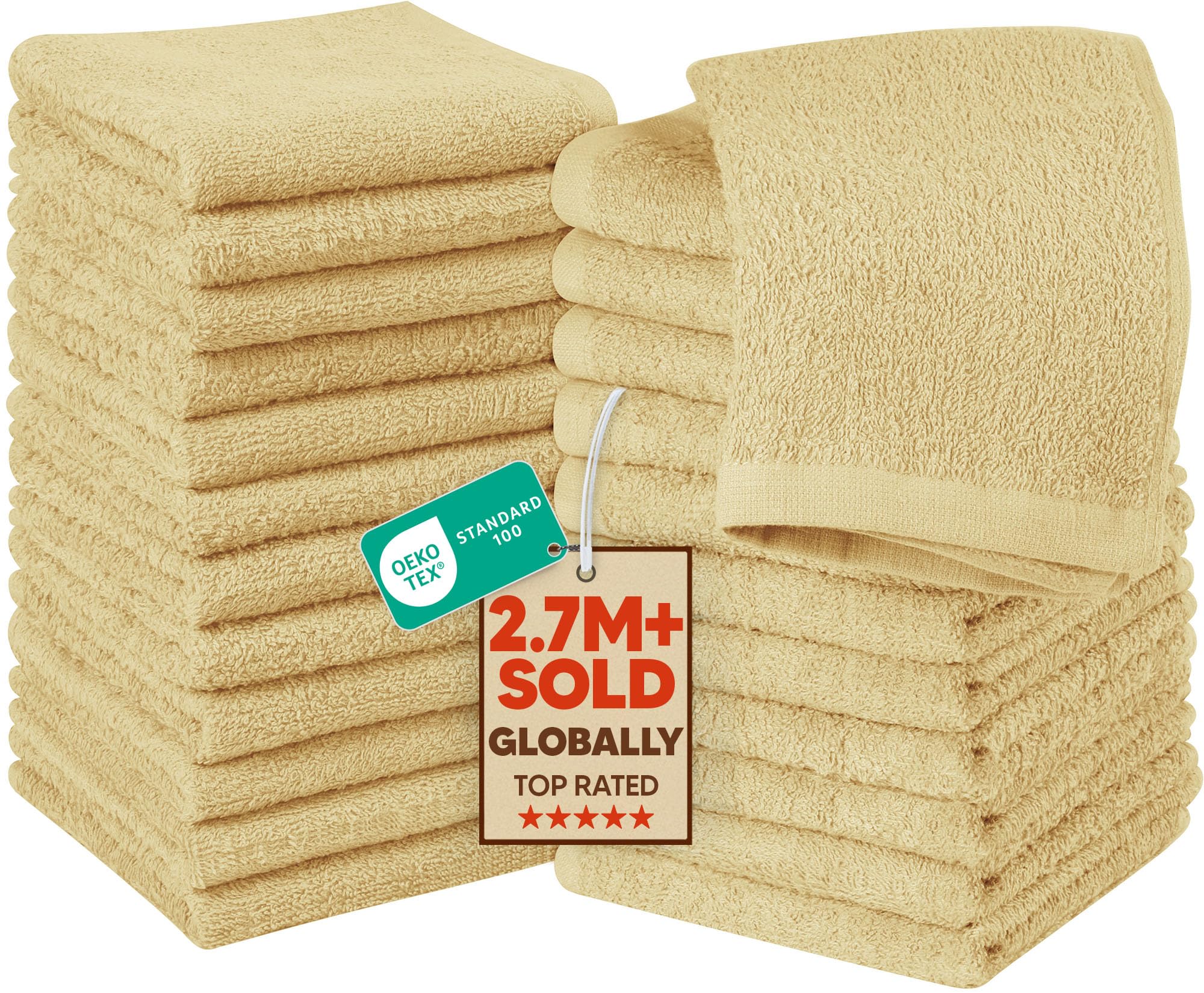 Utopia Towels 24 Seifentücher 30 x 30 cm Waschlappen (Beige)