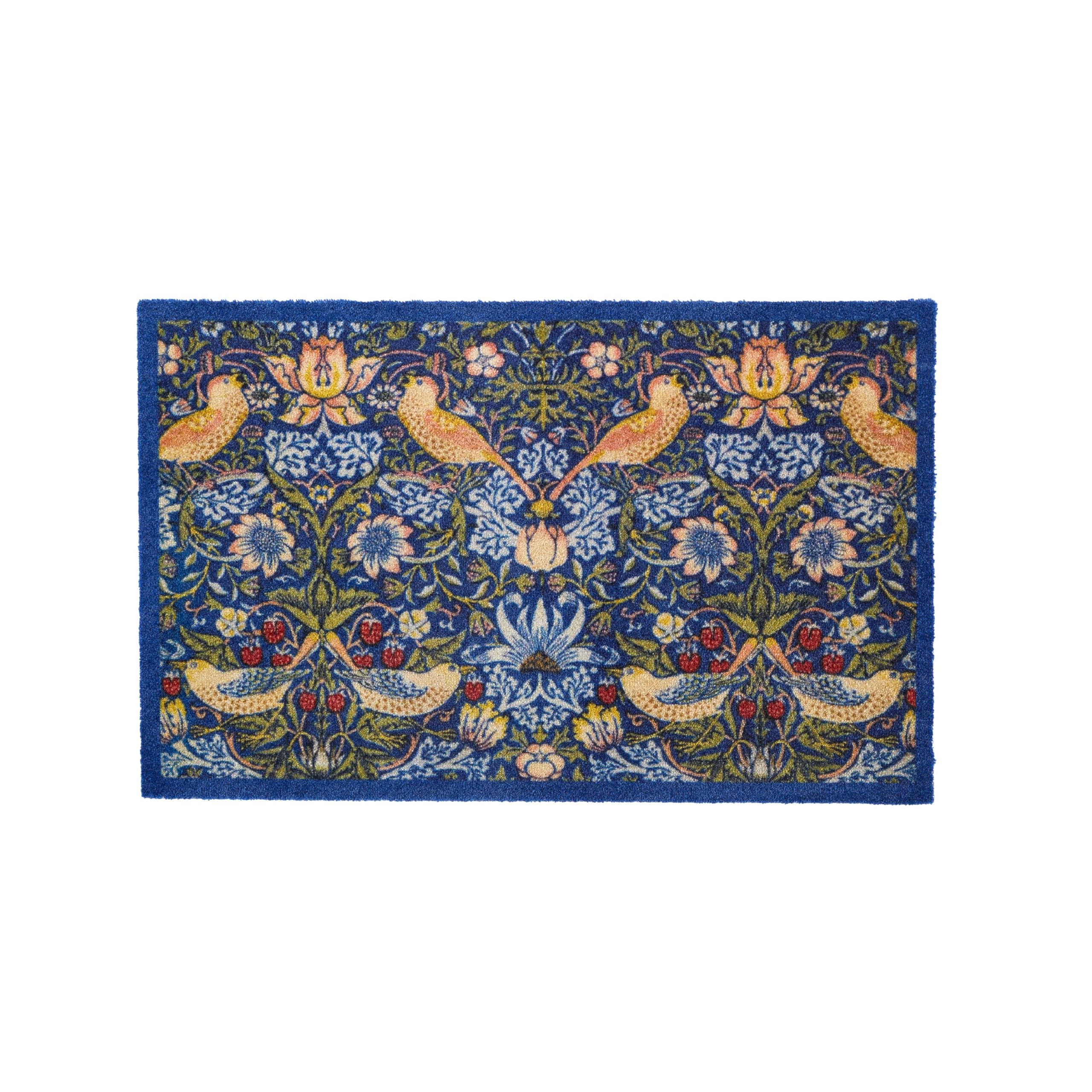 Artsy Mats - William Morris Strawberry Thief Indoor Washable Doormat - Superior Absorption Non Slip Mat - Dirt Trapper Heavy Duty Floor Mat - Perfect for Hallway, Doorway, & Kitchen Mat, (60x40cm)