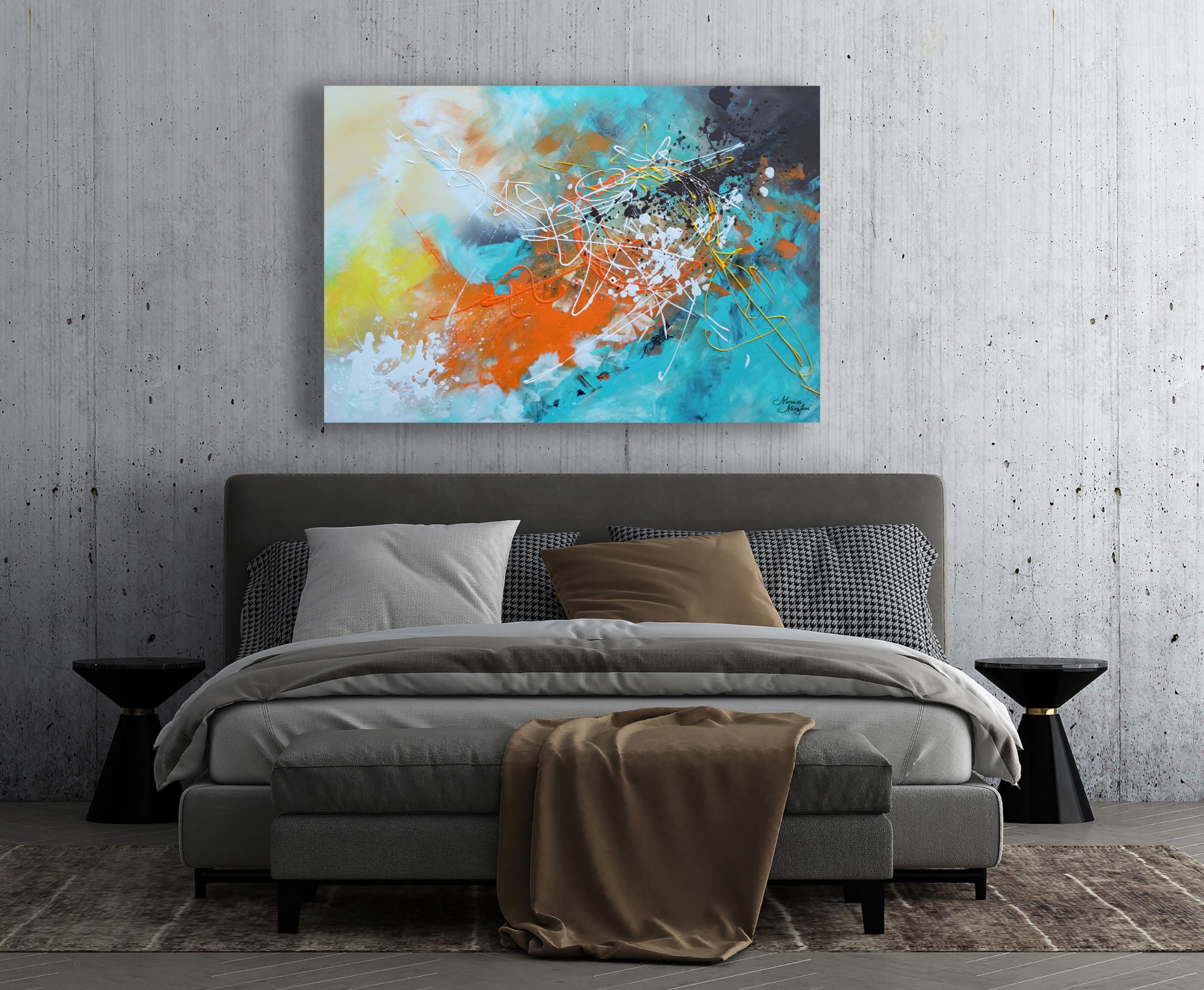 Monica Mirafiori I 90x60 cm I Tableau Peint à la Main I Modèles Tableau I Peintre Moderne I Tableaux Peintures I Toile sur Cadre en Bois