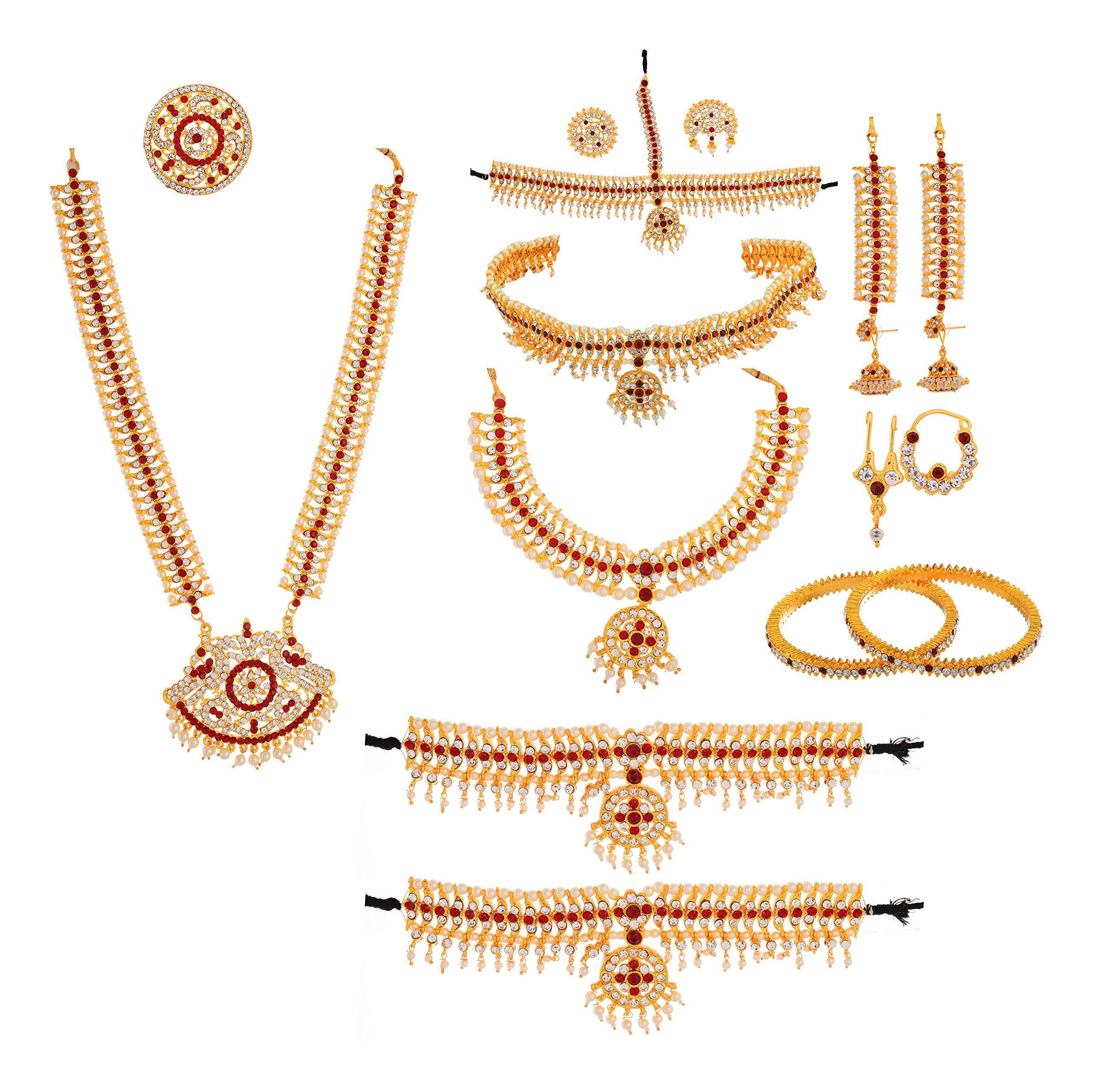 UG PRODUCTS Complete Copper Bharatanatyam Jewellery Set with all the 10 Separate Ornaments for Women (Gold) (B01LOXYPWA) Amazon Price History, Amazon Price Tracker