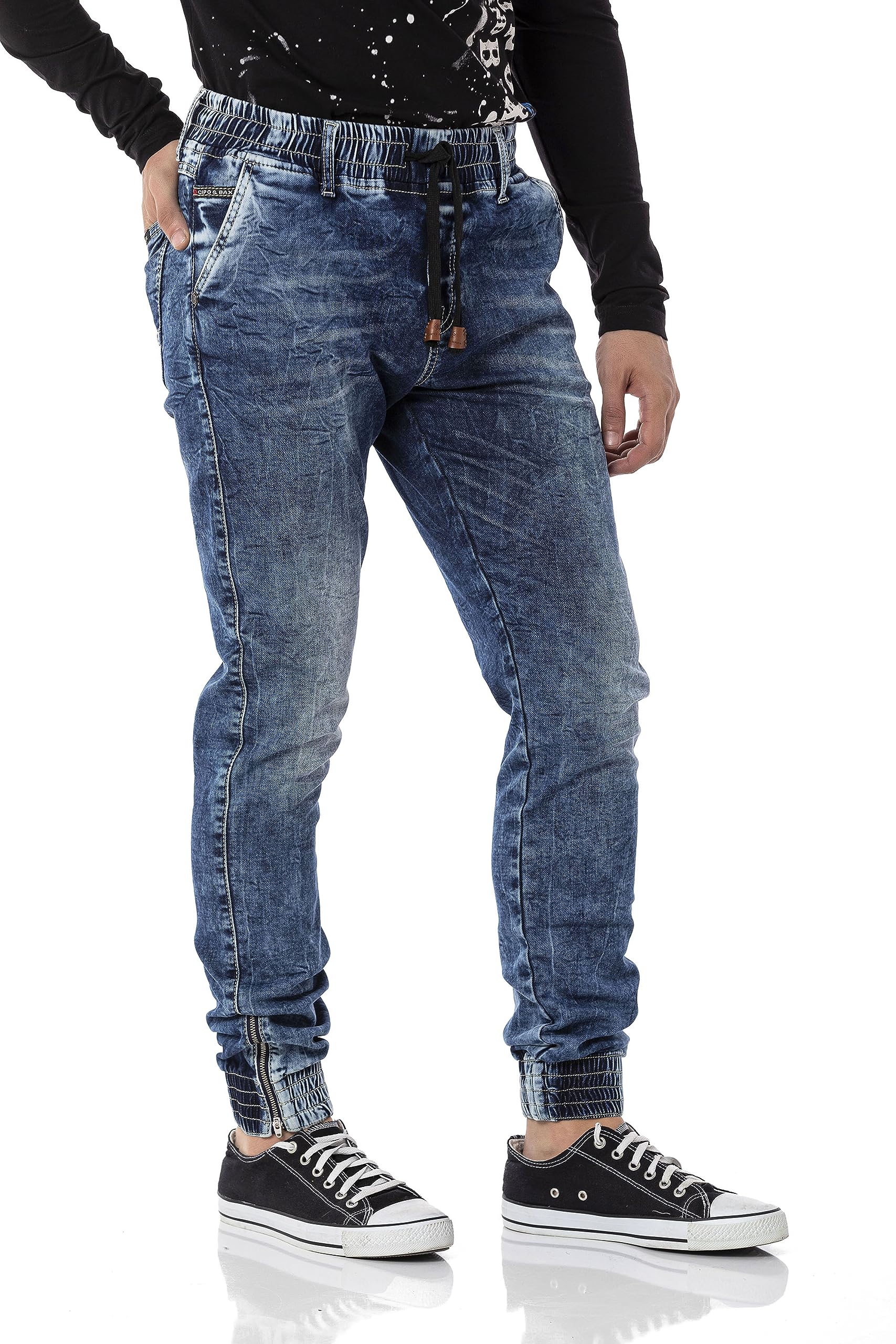 Cipo & Baxx Herren Joggerhose | Sportlich & Streetwear mit Cargotaschen & Stretch | Sporthose Gummi Freizeithose