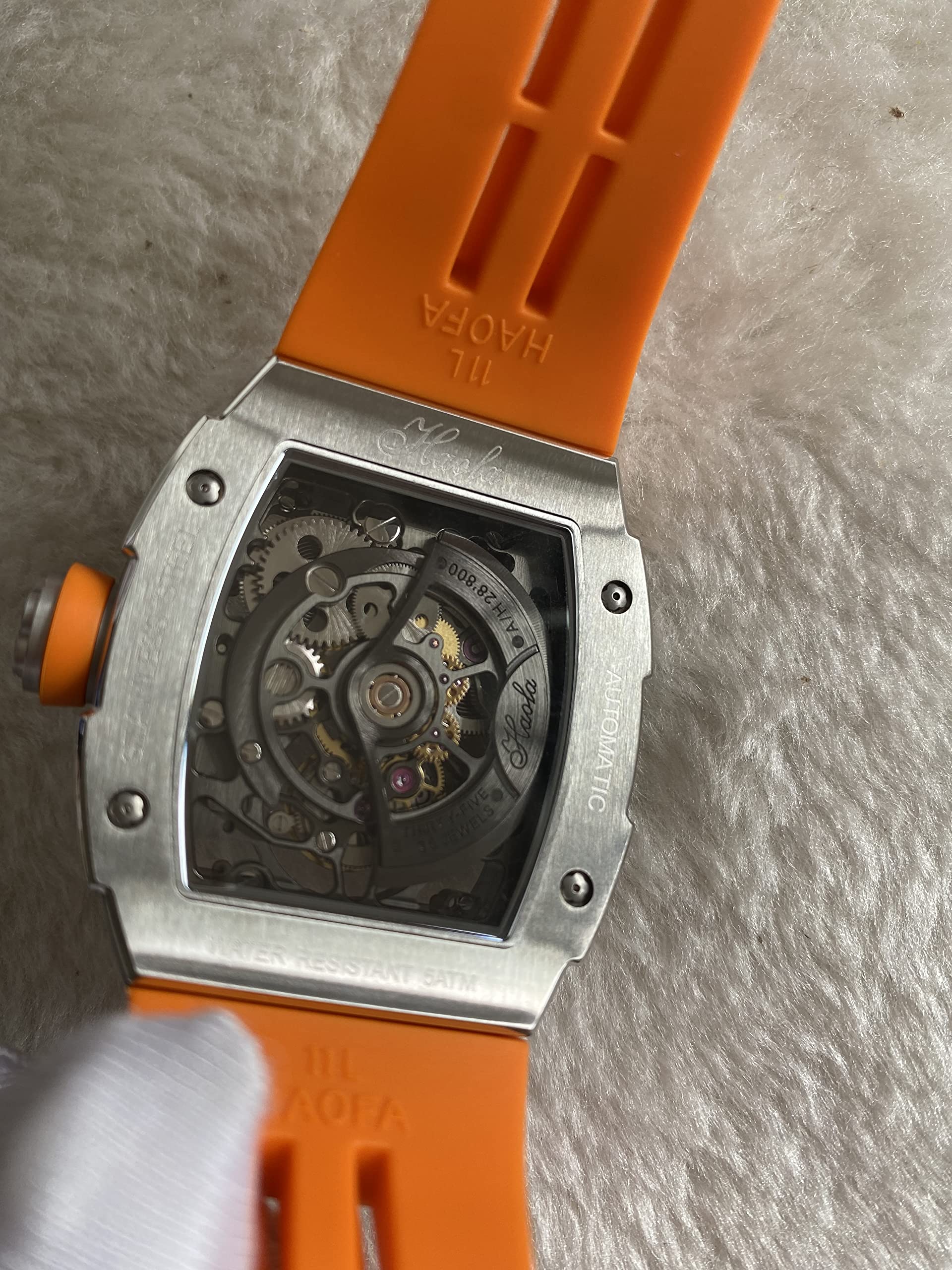 Haofa Tourbillon Uhr Skelett Mechanische Uhr Saphir Edelstahl Herrenuhr Wasserdicht Leuchtend Automatikuhren für Herren Tourbillon Uhren Herren 1908