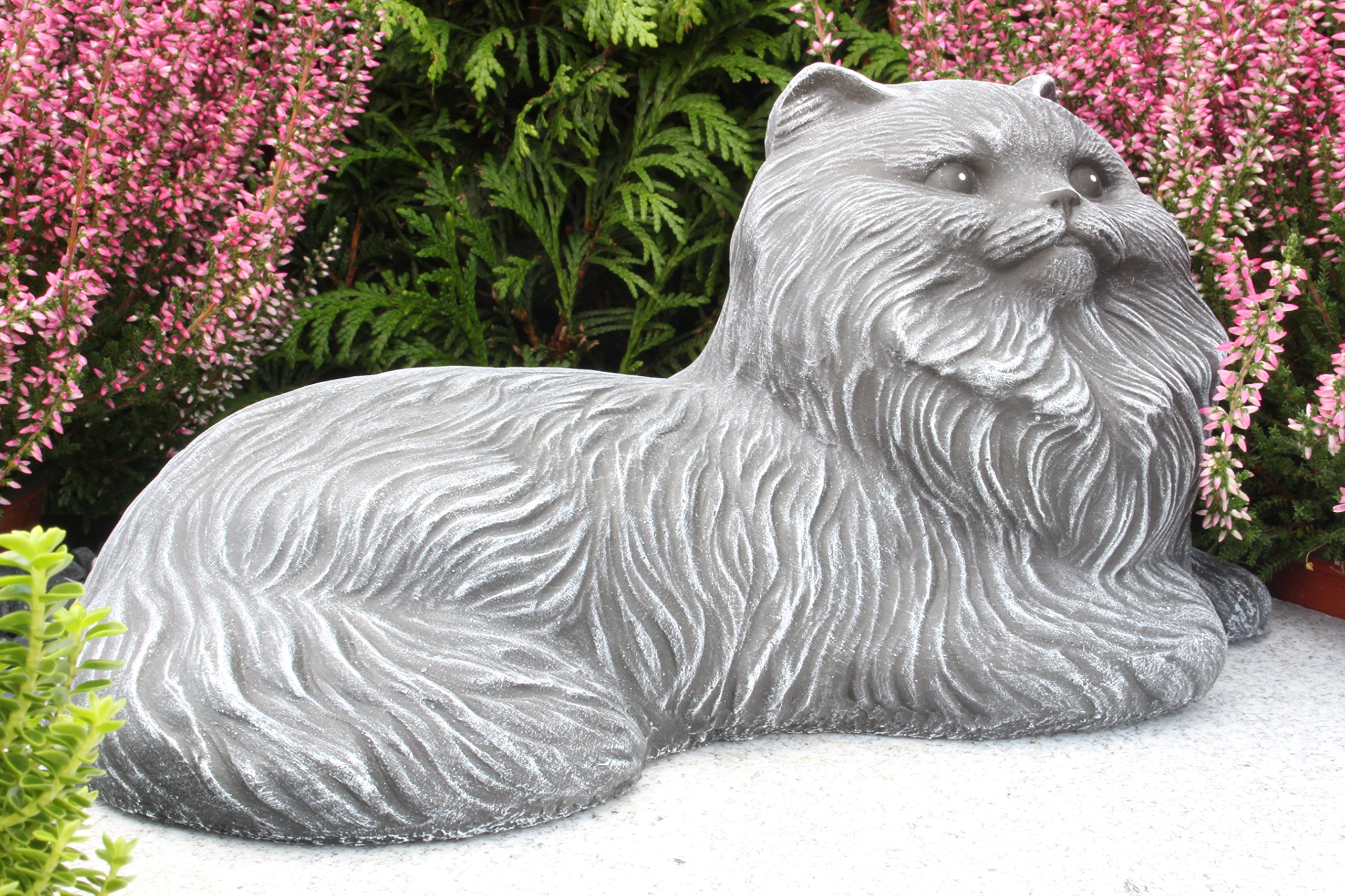 Produktbild von STEINFIGUREN SPICKER Katzenfigur - Gartenfigur Basaltgrau 23cm