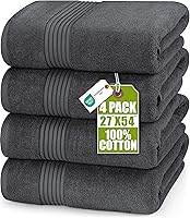 Utopia Towels 4-Pack Grey Bath Towels 27x54 Inch - 100% Ring Spun Cotton, Quick Dry, Highly Absorbent & Plush Soft for Daily Use