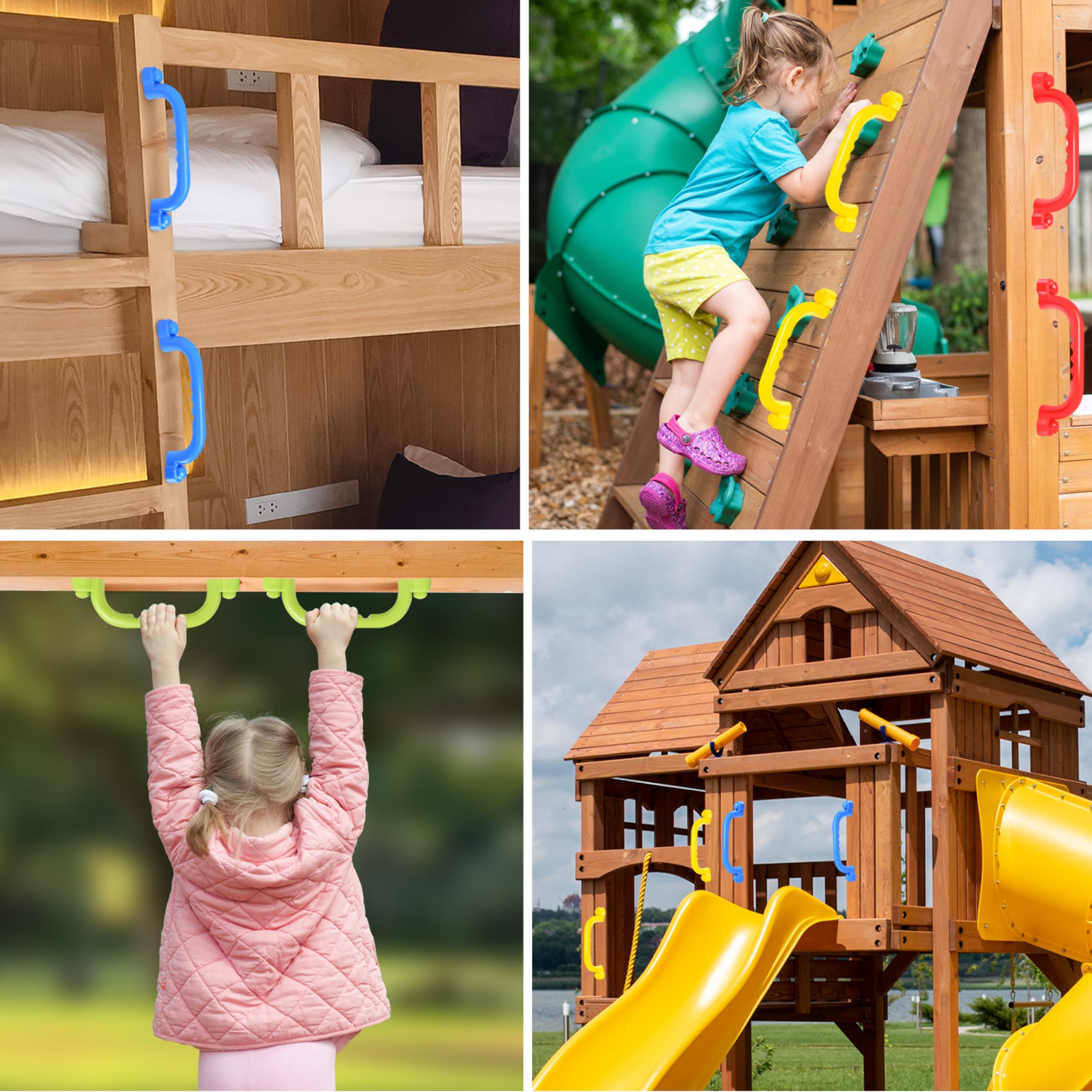 Charmofun Asas de Seguridad para Parques Infantiles, Asas de Escalada Antideslizante para Niños, Manijas de Seguridad para Patio de Recreo (8pcs-B)