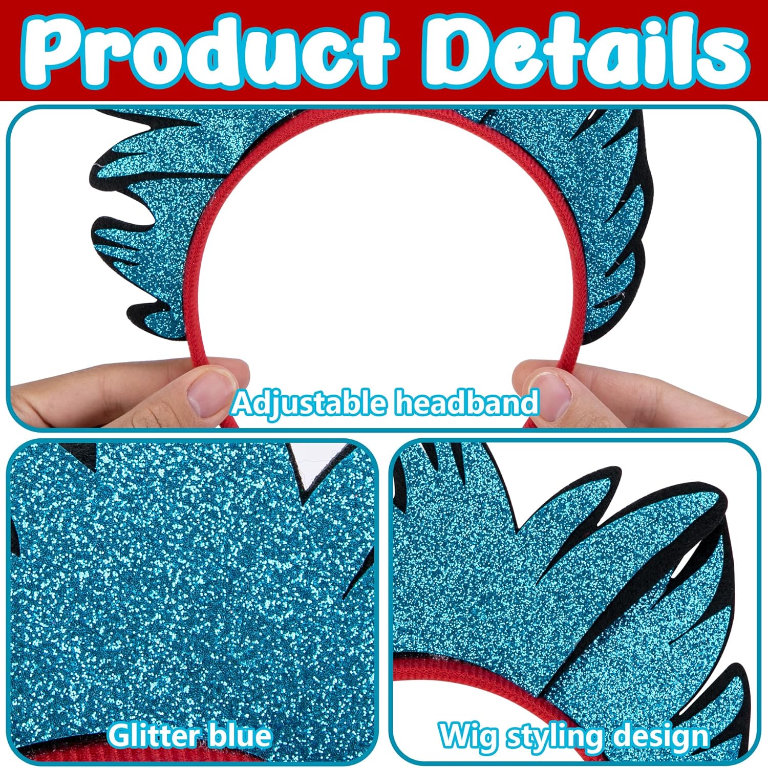 Iceyyyy Blue Thing Headband, Glitter Felt Thing Hairband for Adult Kids, Thing Costume Headwear for Christmas Cos Party Favor - Image 3