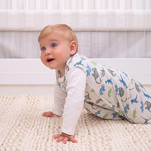 Miniatura 4 de HALO Saco de dormir, manta portátil 100% algodón, saco de dormir de transición para envolver, TOG 0.5, dinosaurios acuarela, XL, 18-24 meses